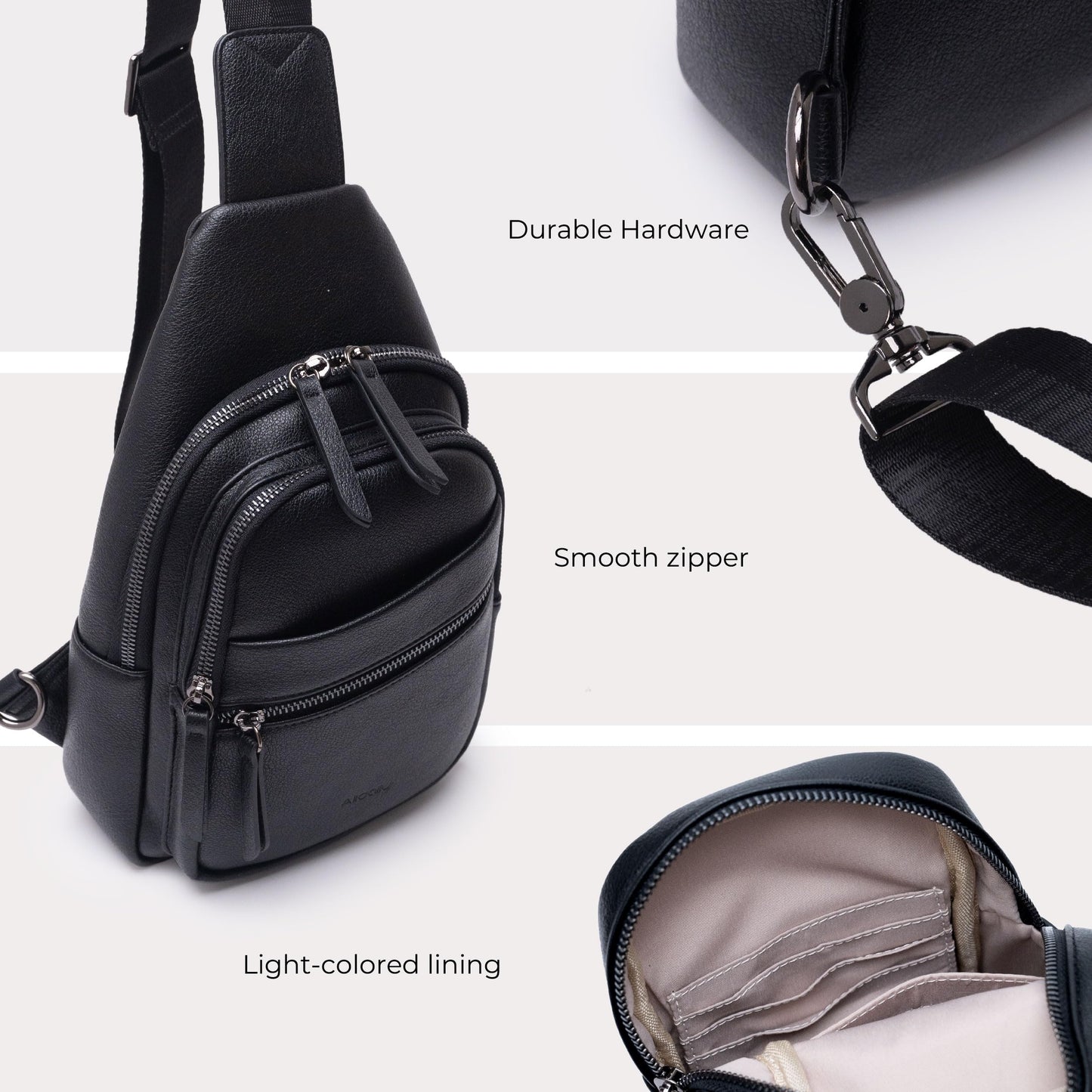 Alldaily Large Sling Bag for Women Crossbody Purse Leather Fashionable Trendy Chest Bag for Travel, Fanny Pack (Black)