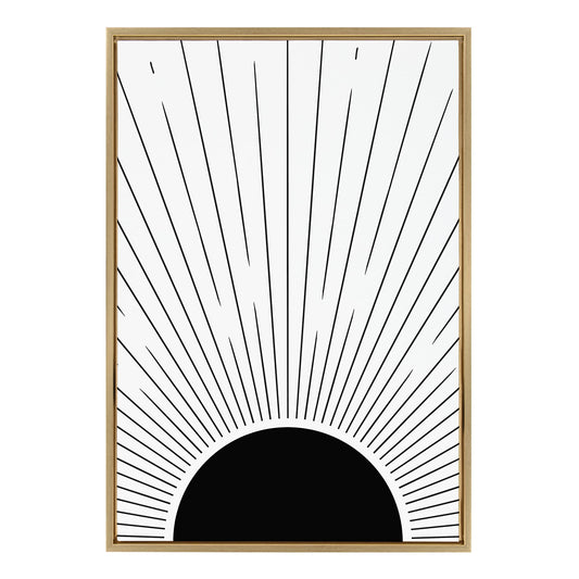 Kate and Laurel Sylvie Mid 3 Framed Canvas Wall Art by Jake Goossen; 23x33 Gold; Decorative Black and White Modern Abstract for Wall