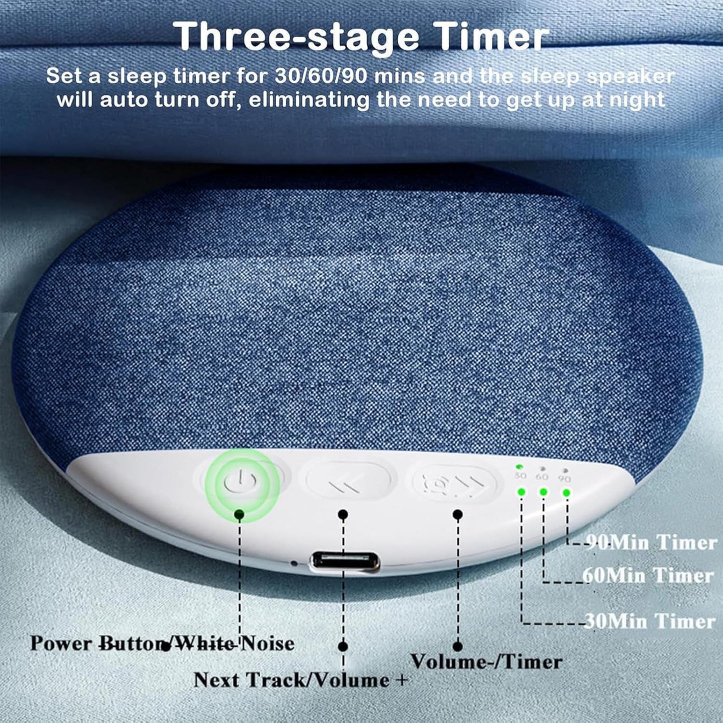 Generic 4 Inch Pillow Speaker for Sleeping, Under Pillow Speaker, Portable Wireless Bone Conduction Speakers with White