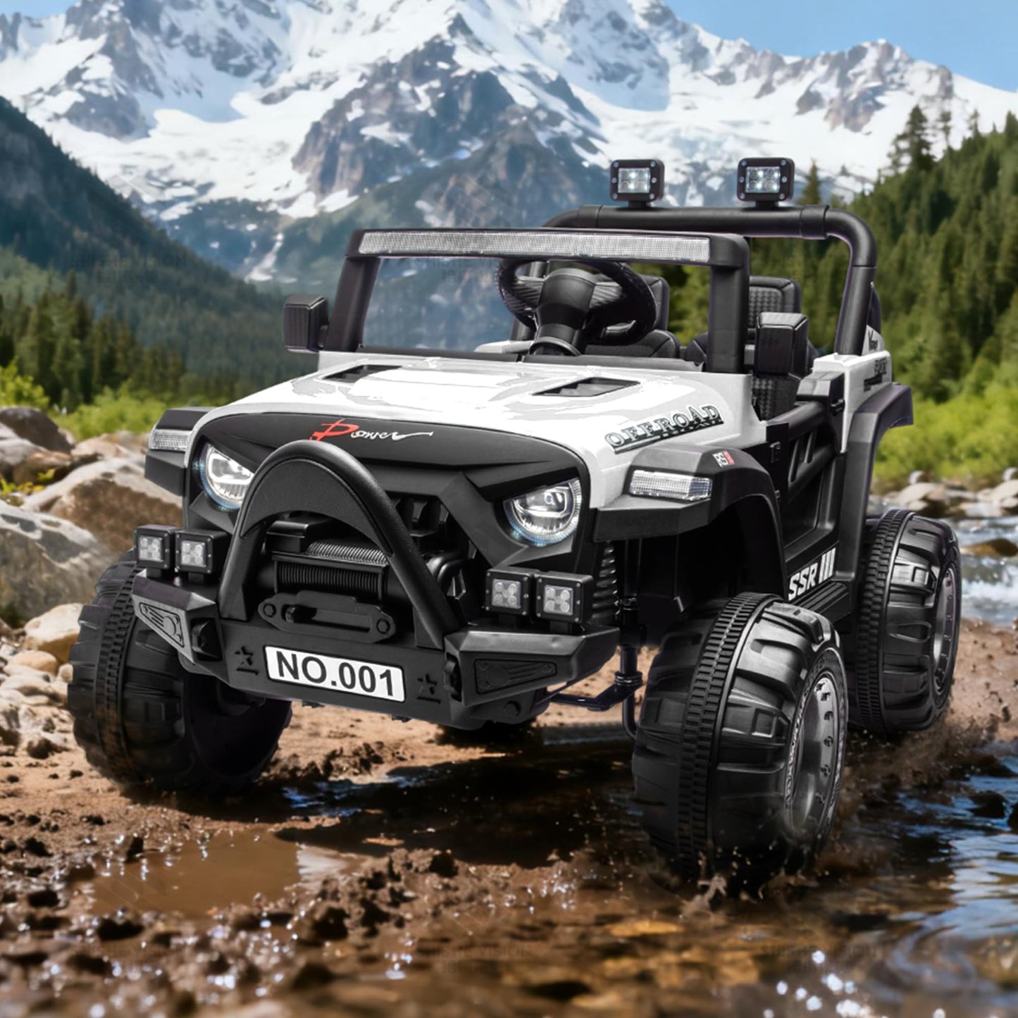Kids Ride On Truck Car, 12V Ride On Toy Battery Powered Vehicles w/Parent Remote, Spring Suspension, Electric Car for Kids with Bluetooth Music, LED Light, Ideal Car Gift for Boys Girls, White