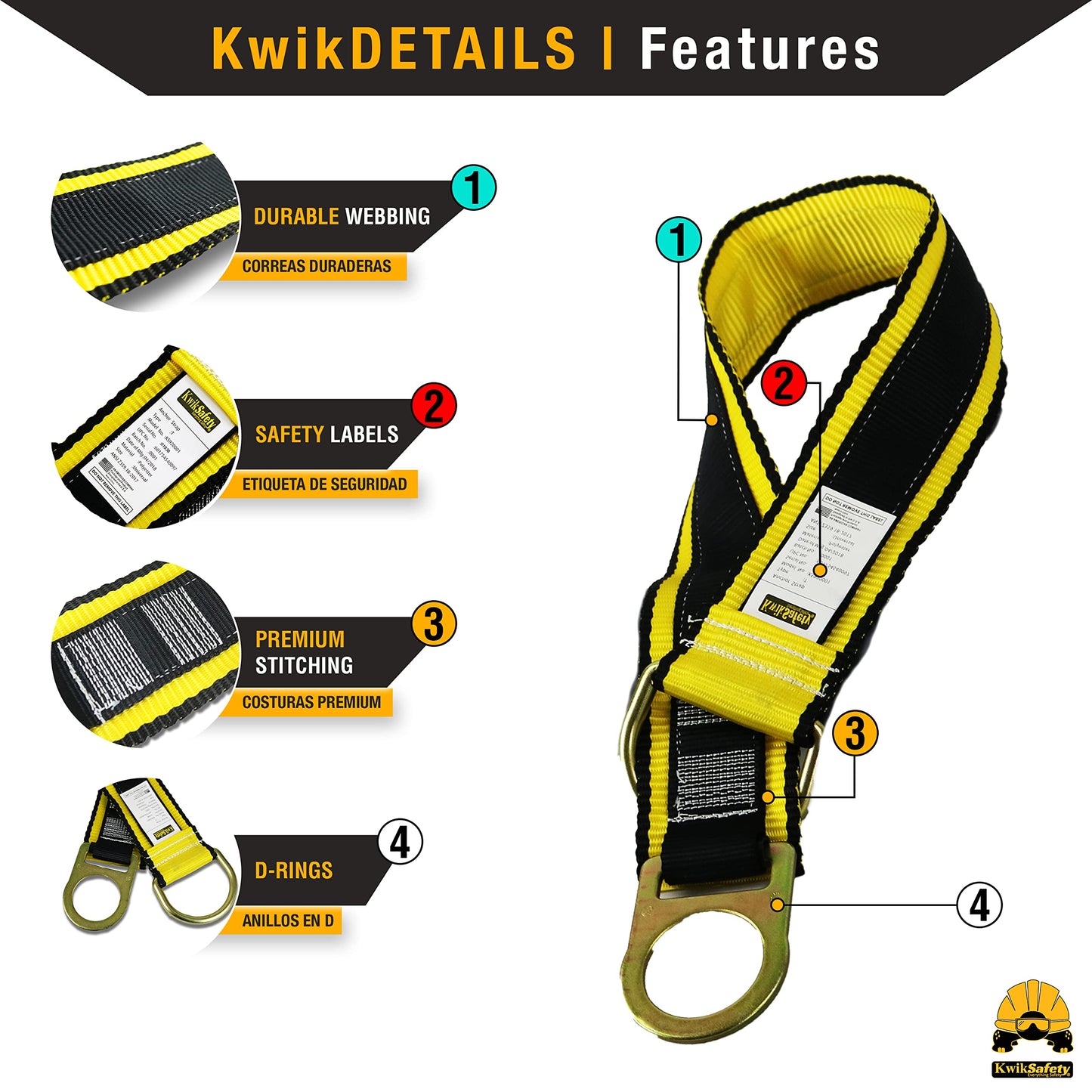KwikSafety - Charlotte, NC - Python [KIT] Safety Lanyard + Safety Harness & Anchor/OSHA ANSI Fall Protection External Shock Absorber Construction Arborist Roofing Snap Rebar Hook Connector