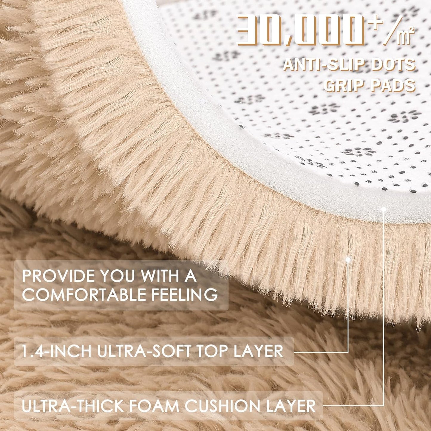 OLANLY Machine Washable 2x6 Runner Rug - Soft Fluffy Shaggy Carpet for Bedroom & Hallway | Beige