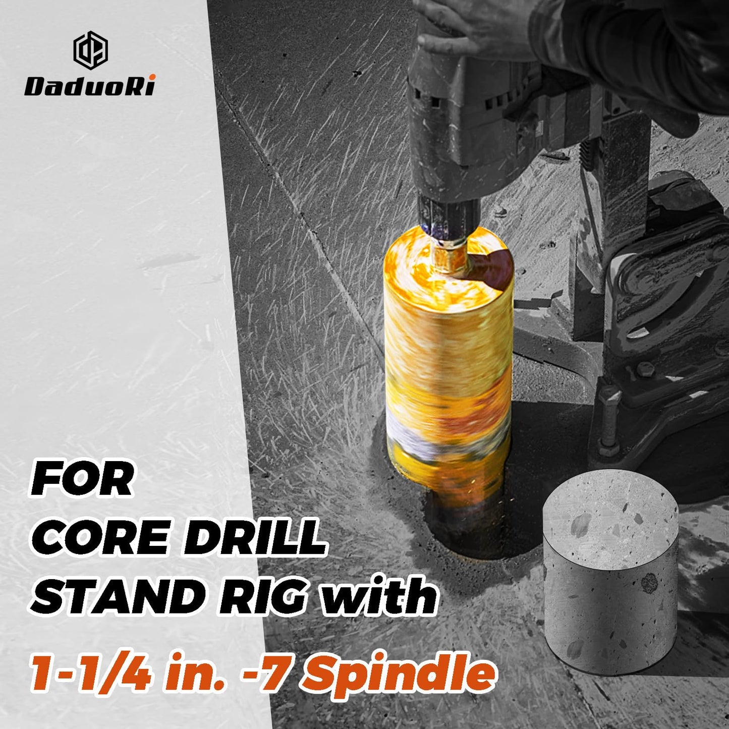 DaduoRi 10 Inch Wet Core Drill Bit, 10" Diameter x 14" Depth, 1-1/4"-7 Thread Diamond Core Bits for Concrete with Rebar, Masonry, Brick Block,Cement, Stucco, Stone (254mm)