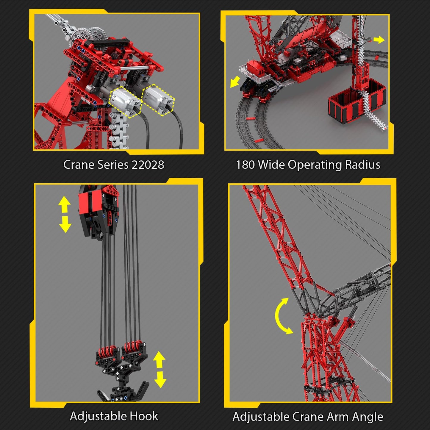 Reobrix RC Crane Building Block Sets for Adults 22028 Large 1:80 Scale 96.85 Inch Remote Control Crane Model Big Ring Rail Cranes Building Toys Construction Building Block Kits for Adults (7477PCS)