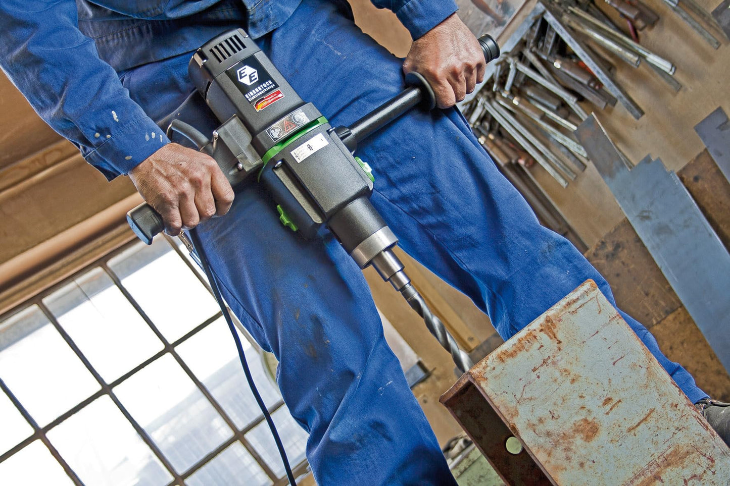 CS Unitec | EHB 32/2.2 R/RL | Reversible Hand-Held Drilling Machine/Drive Motor for Metal Surfaces. 16.3 Amp, 110V, 2 Speeds 60-140 & 200-470 RPM - Made in Germany