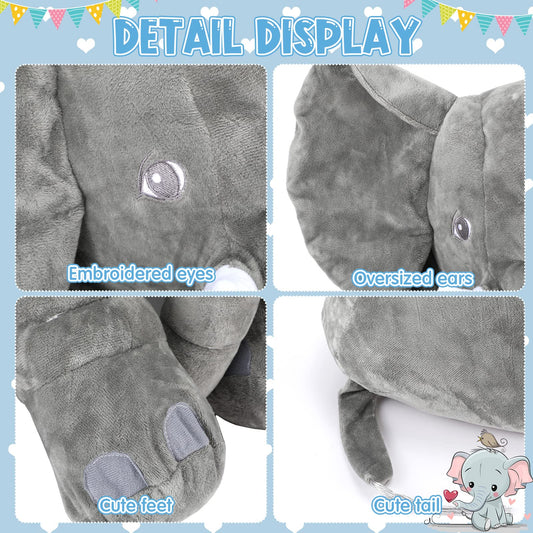 Yulejo Giant Stuffed Elephant Plush Animal Pillow Large Stuffed Animal Soft Party Favor Huge Gray Elephant Plush Doll for Adult Girlfriend Home Decor (39.4inch)