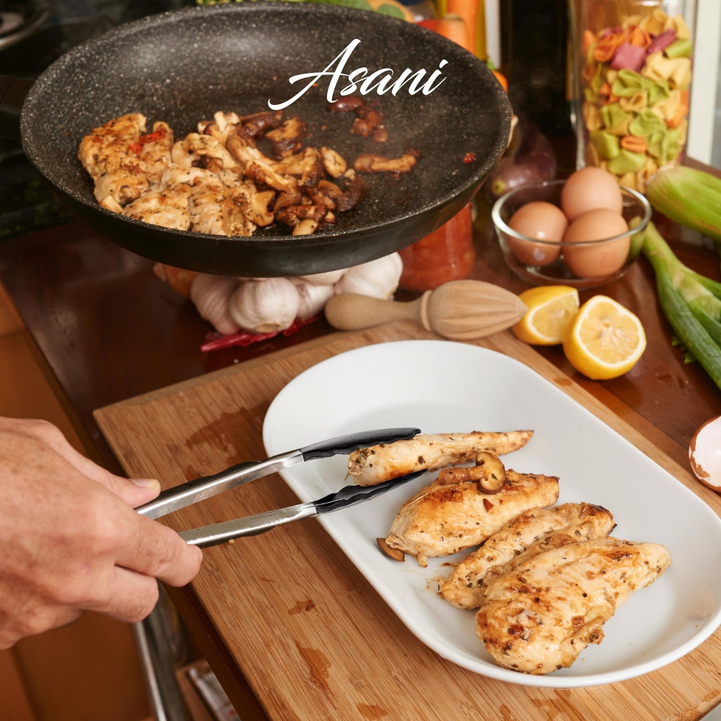 Asani 25-Piece Stainless Steel Kitchen Utensil Set | Non-Stick Cooking Gadgets and Tools Kit | Durable Dishwasher-Safe Cookware Set | Kitchenware Gift Idea, Best New Apartment Essentials