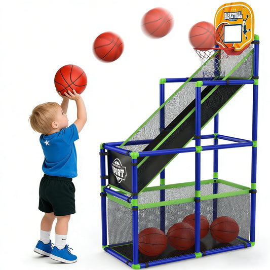 EagleStone Arcade Basketball Hoop Game Indoor, Ajustable Height Indoor Basketball Hoop with 4 Balls Storage Design for Kids,Perfect Sports Outdoor Play Toys for Kids Age 3 to 6 Years