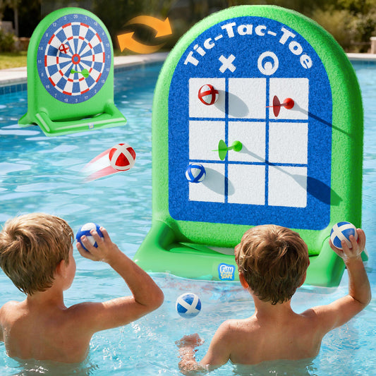 Funscape Kids Fun Pool Floating Water Toys, Inflatable Tic-Tac-Toe Dart Board Game, Swimming Pool Floats, Beach Outdoor Play Summer Birthday Gift 3 4 5 6 7 8 9 10 Yrs Boy Girl Teen Adult Family-Green