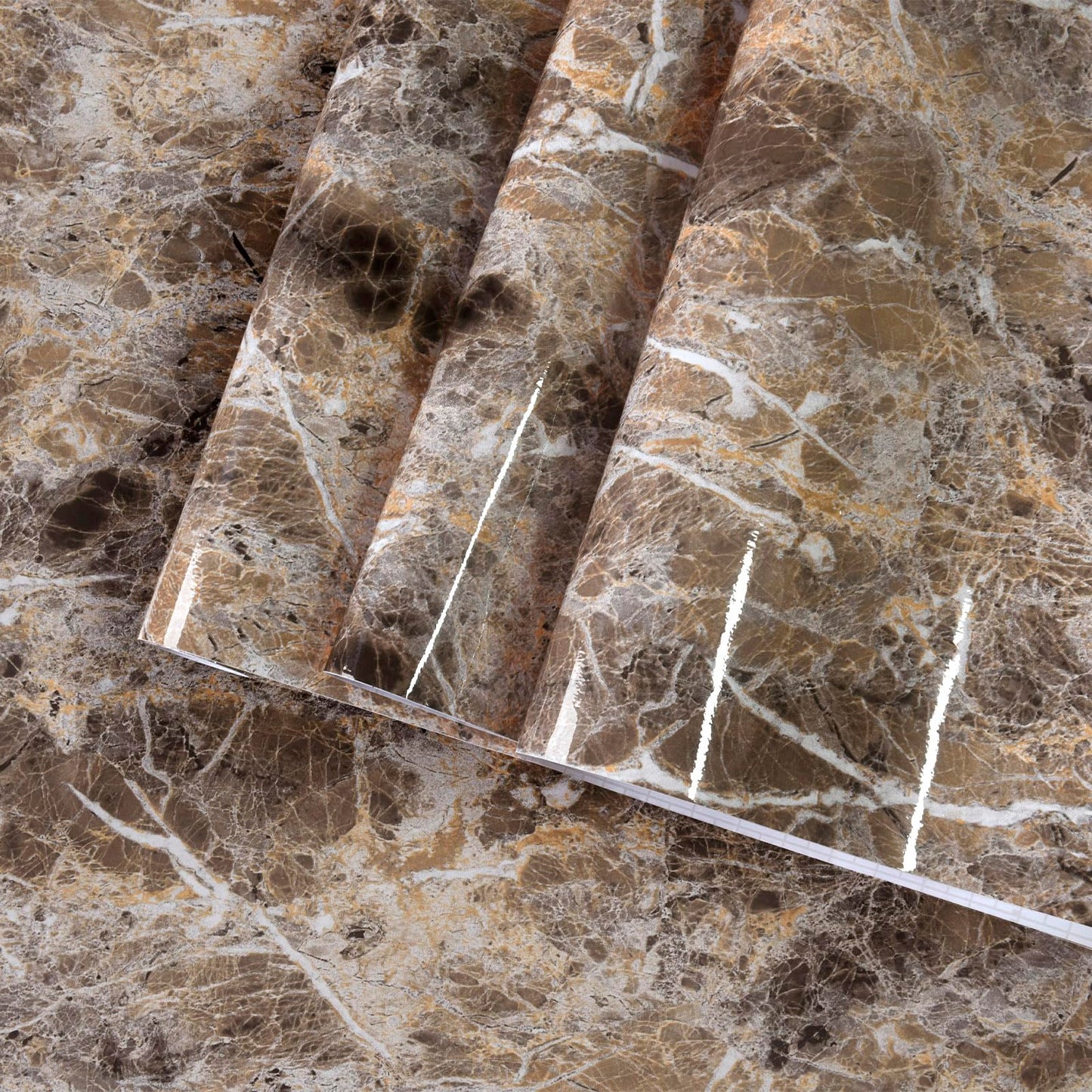 BAYYA Brown Marble Paper Granite Peel and Stick Kitchen Backsplash Wallpaper Matte Marble Vinyl Wrap Waterproof Table Sticker Cover Self Adhesive Contact Paper for Countertops Counter Vinyl Film