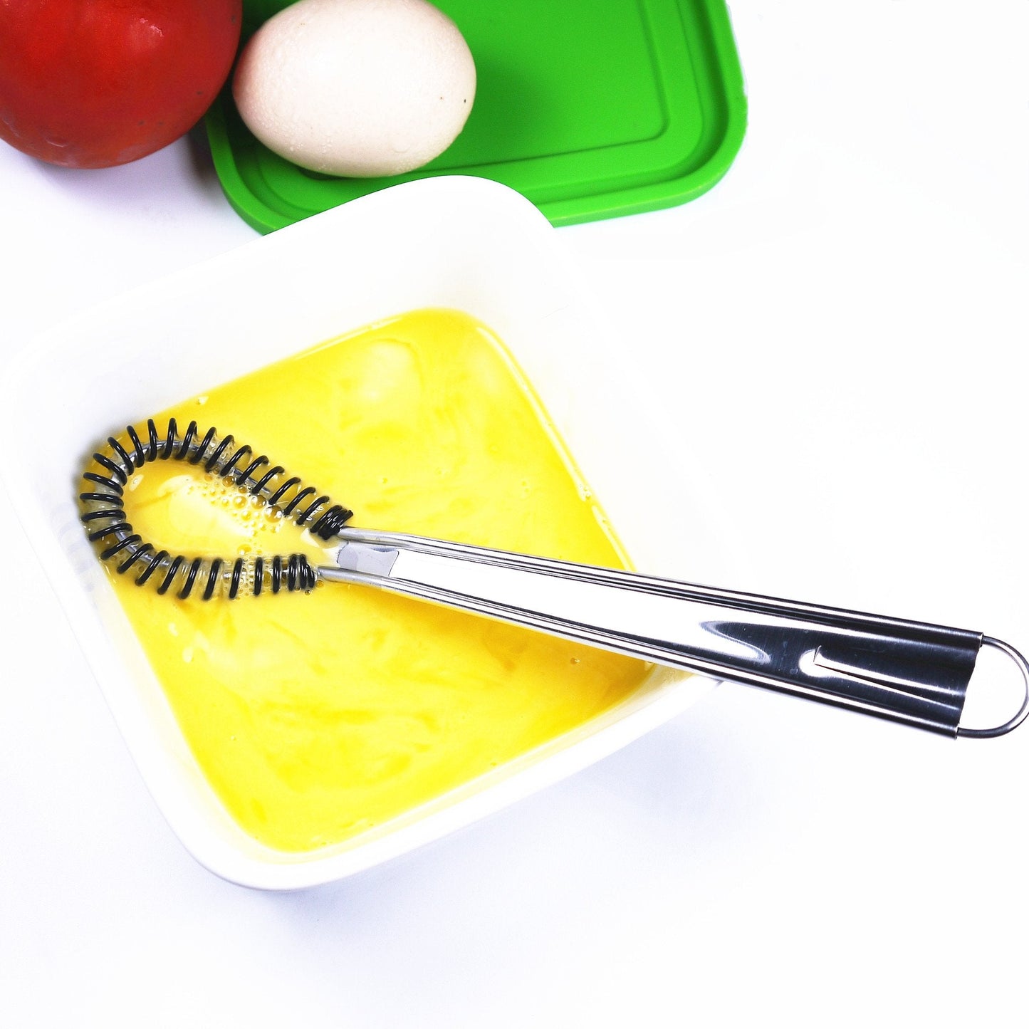 Stainless Steel Mini Spring Egg Beater Silicone Whisk Magic Hand Held Sauce Stirrer Blender Milk Frother Foamer Coffee Mixer (2Pack-Silicone+Steel coil)