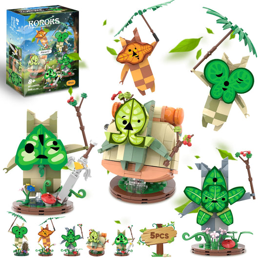 CinamixBrax Koroks Building Set, 5 Characters Building Block Sets for BOTW Fans, Cute Game Merch Action Figures, Great Toys Gifts for Fans Kids Adults