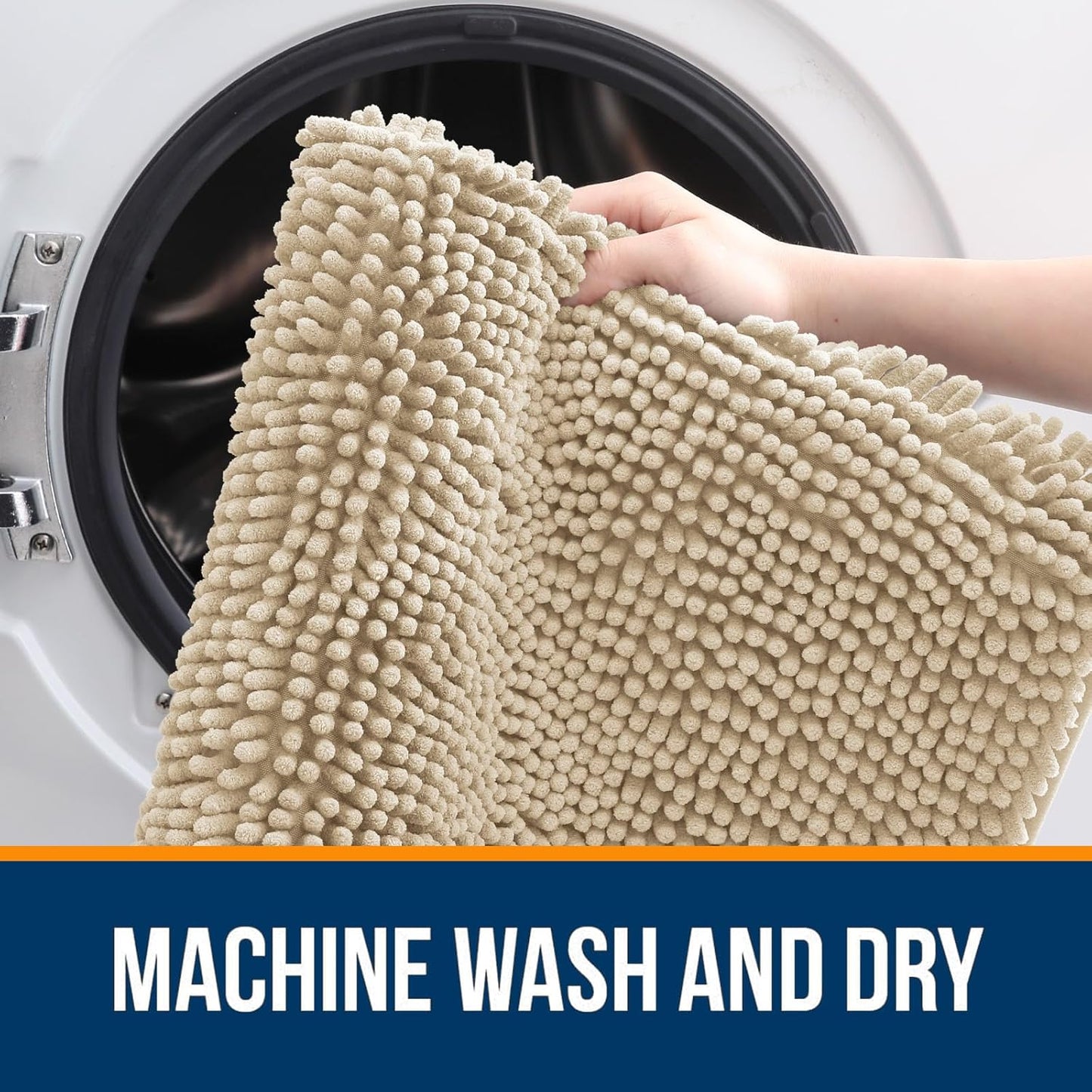 OLANLY Bathroom Rugs - Extra Soft Chenille Bath Mats | Quick Dry, Machine Washable, 24x16, Beige