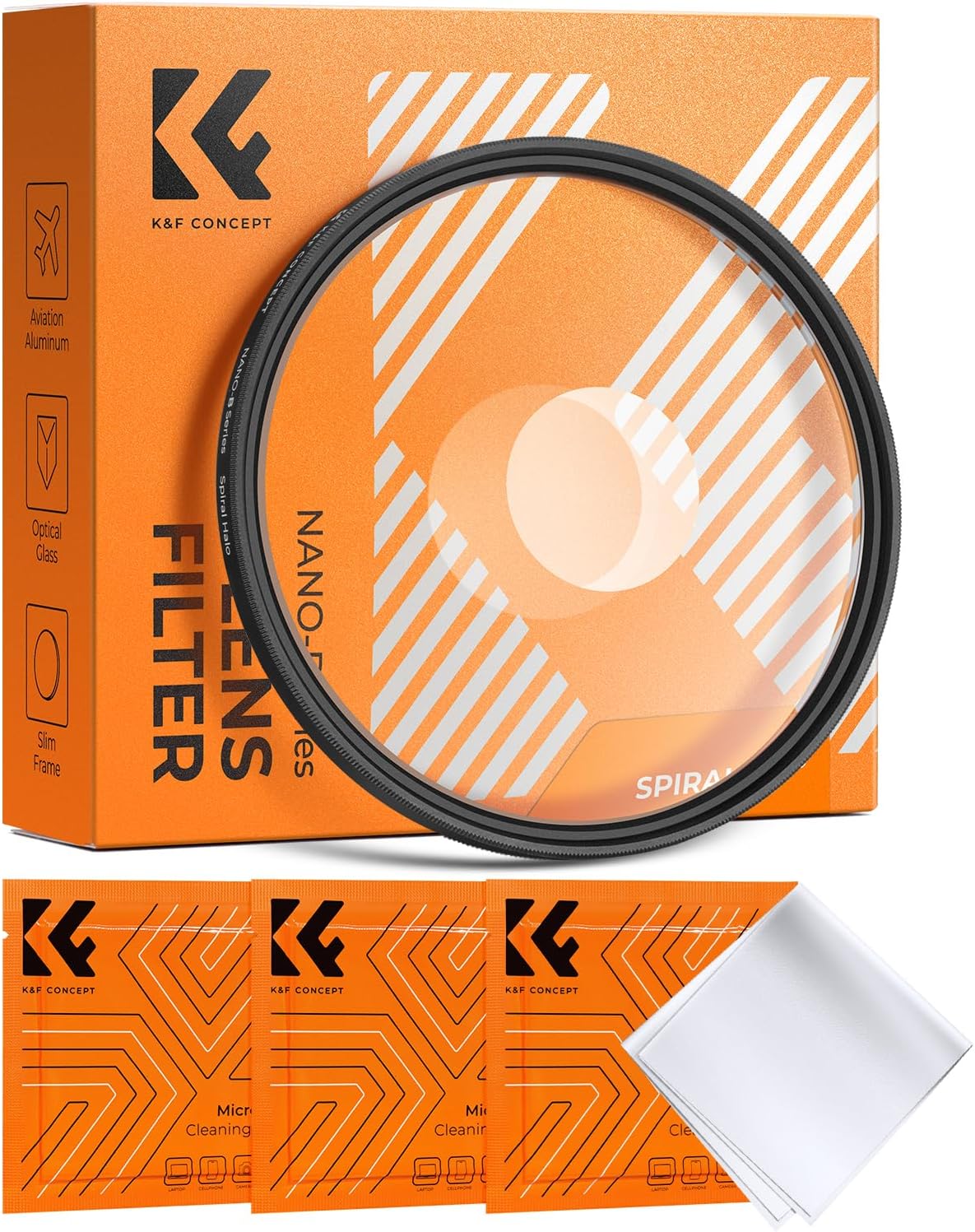 K&F CONCEPT 77mm Spiral Halo Camera Lens Filter, Premium Optical Glass Halo Swirl Special Effect Filter with Cleaning