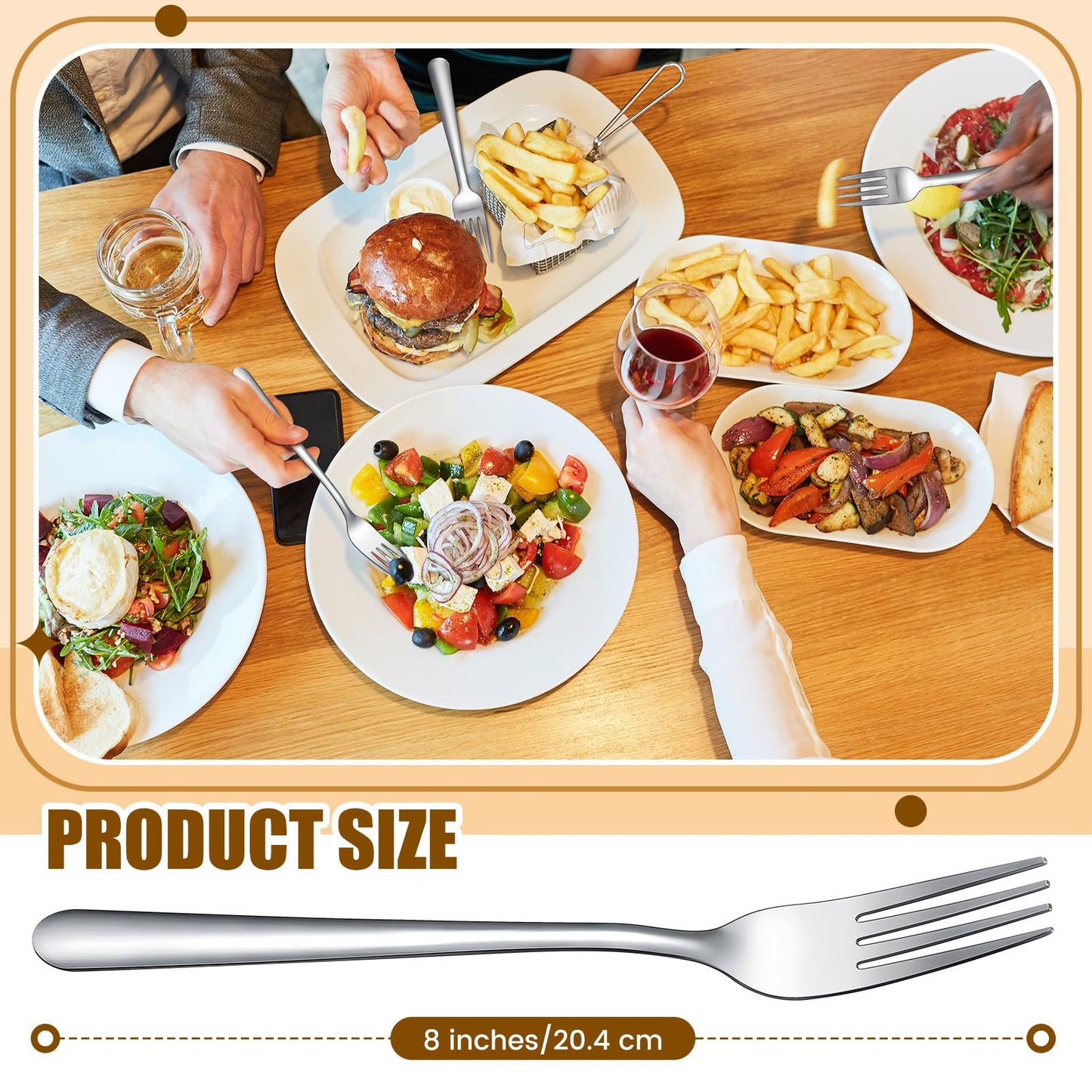 Syhood 300 Pcs Stainless Steel Dinner Forks Set 8 Inch Bulk Metal Forks Restaurant Silverware Mirror Polished Salad Dessert Utensils for Home Hotel Kitchen Event Supplies
