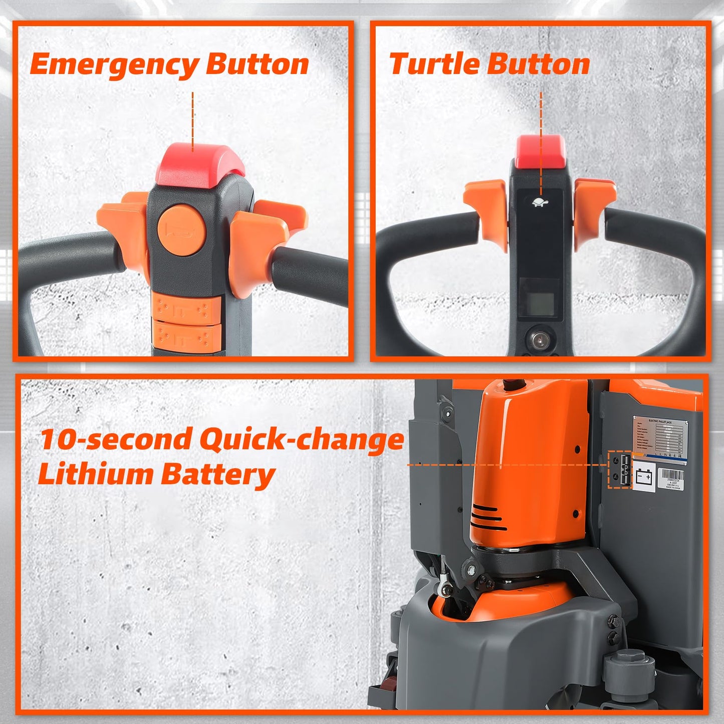 T Tory Carrier Electric Pallet Jack Truck 4400lbs Capacity Lithium Electric Pallet Trucks 48" x27" Forks Li-ion Battery Lift for Narrow Spaces, Easy Battery Replacement-Red