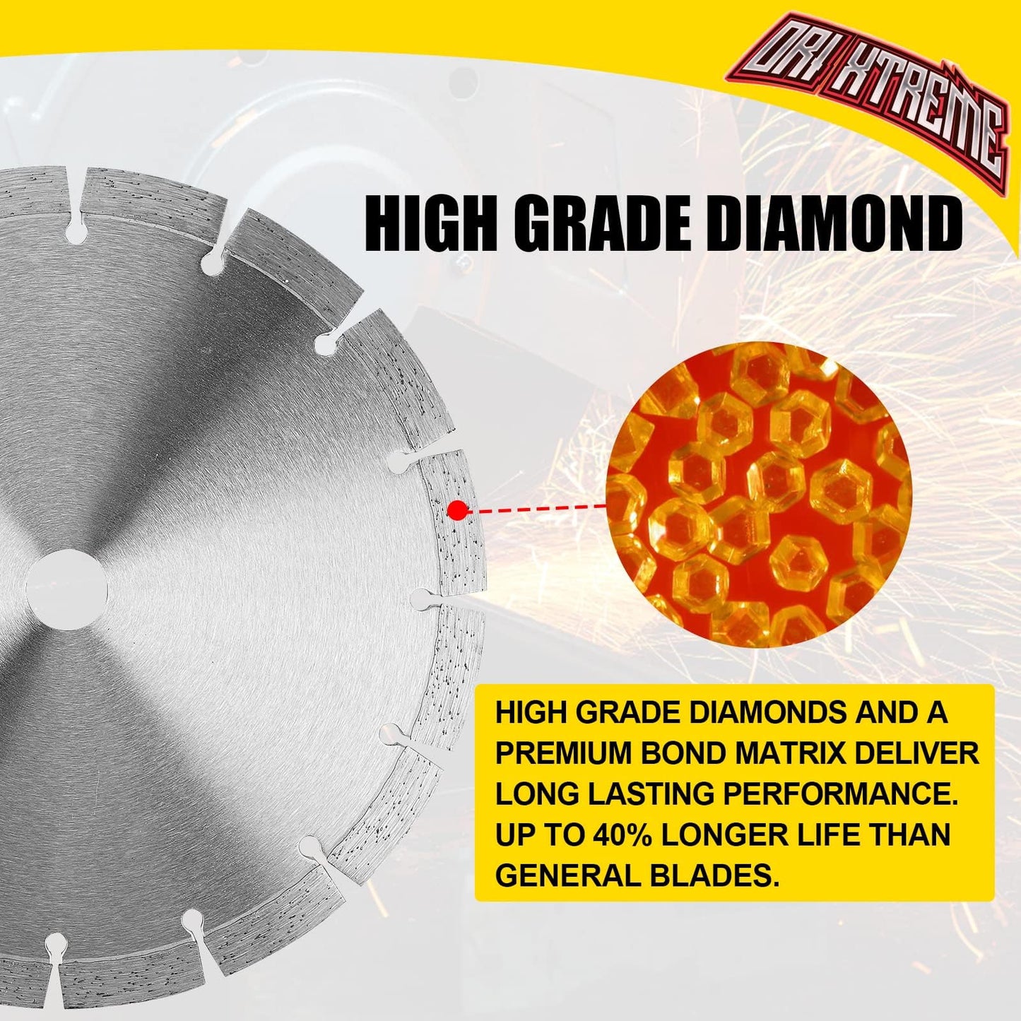 ORIXTREME 18 Inch Diamond Concrete Saw Blade, Segmented General Purpose Blade Dry/Wet Cutting Concrete, Reinforced Concrete, Masonry, Brick, Block,1" Arbor