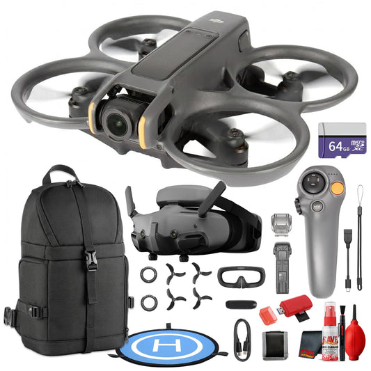 DJI Avata 2 Drone with Goggles 3 and 1-Battery Fly More Combo, Portable FPV Camera Drone for Adventure and Content Creation (CP.FP.00000150.02) + 64GB Card + Landing Pad + More (20pc Bundle)