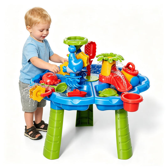 Guminnara 3 in 1 Water Table for Toddlers 1-3 Years, Kids Summer Activity Sensory Play Outdoor Beach Backyard Sand Water Table Toys for Toddlers 18M+, Birthday Gift Toys for Boys Girls