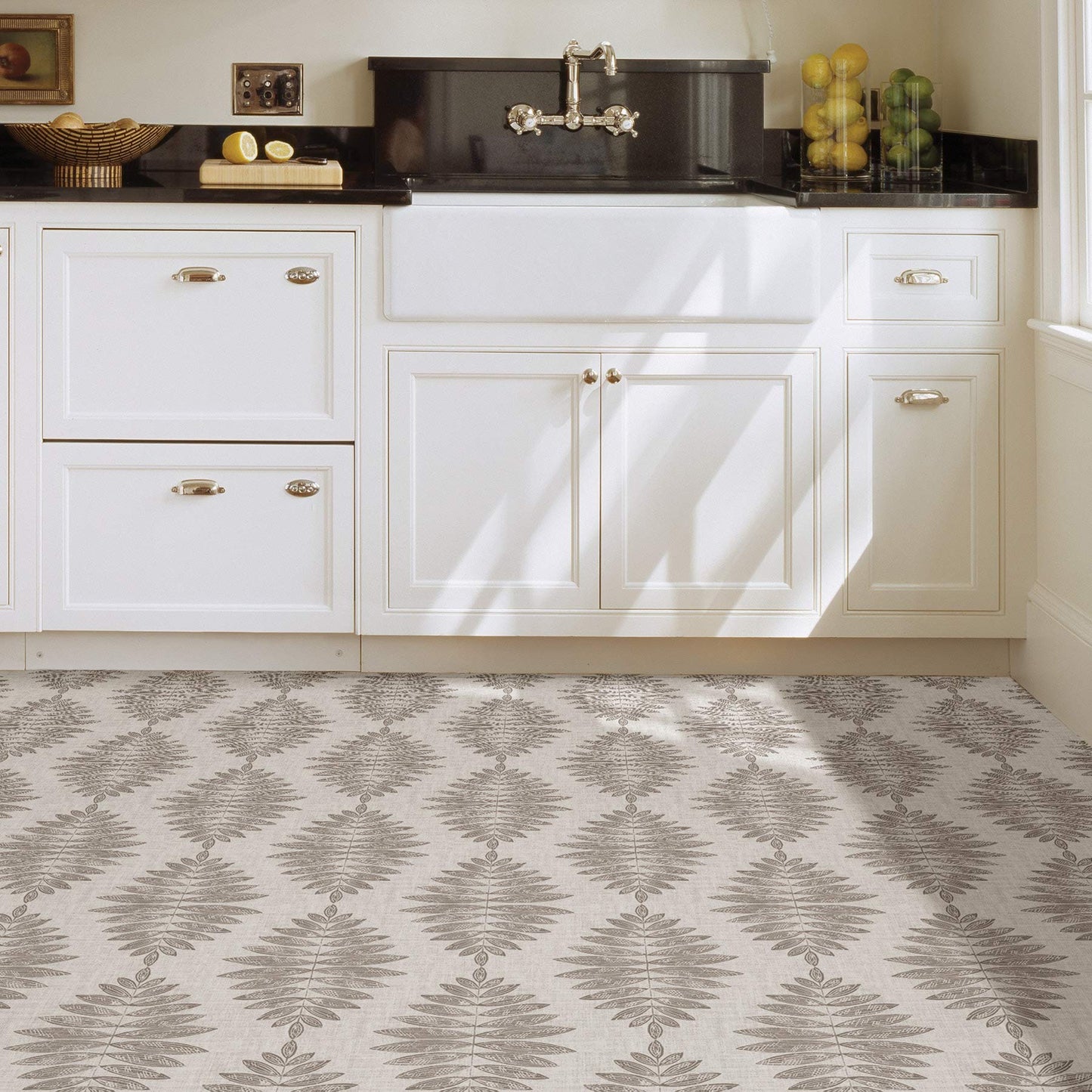 FloorPops Foliage Peel and Stick Floor Tiles, Neutral, Botanical Vinyl Floor Tiles, Water Resistant, 12 in x 12 in, Pack of 10