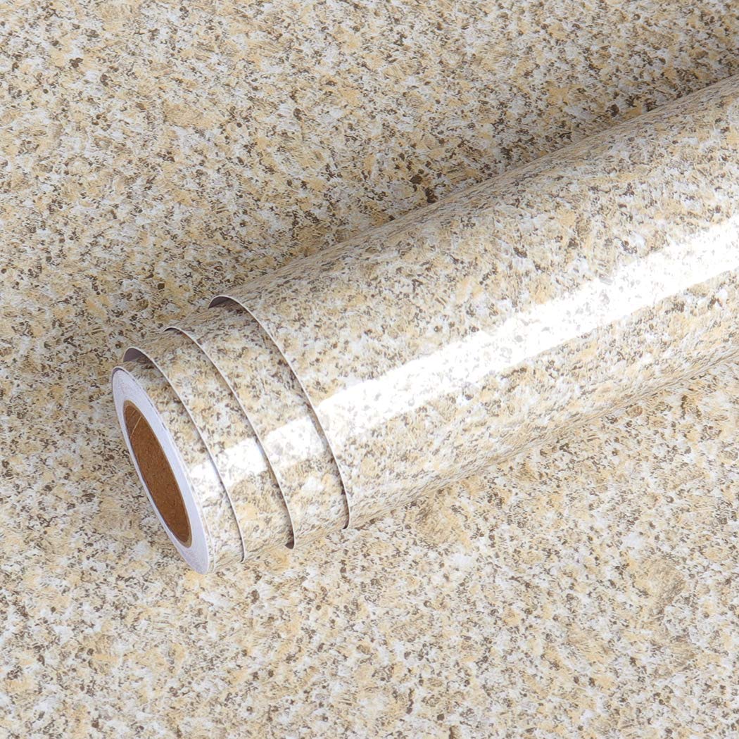 Livelynine 24 X197inch Brown Granite Peel and Stick Countertops Waterproof Contact Paper for Bathroom Counter Top Covers Kitchen Wallpaper Self Adhesive Renter Friendly Countertop Vinyl Wrap Laminate