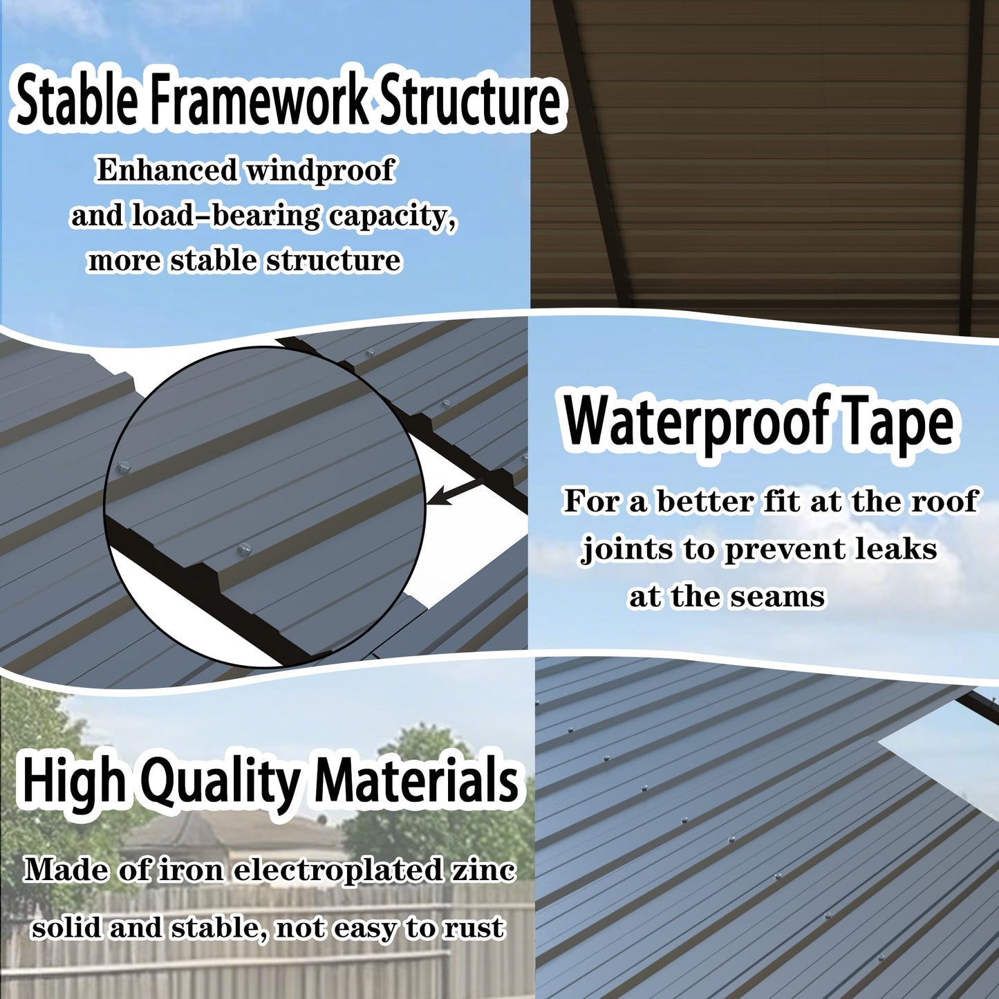 KEIKI 20x20ft Heavy Duty Carport Canopy Shelter, Galvanized Steel Portable Garage for Car Truck Boat, All-Weather Reinforced Cover with Quick Assembly, Outdoor Party Event Tent, Gray