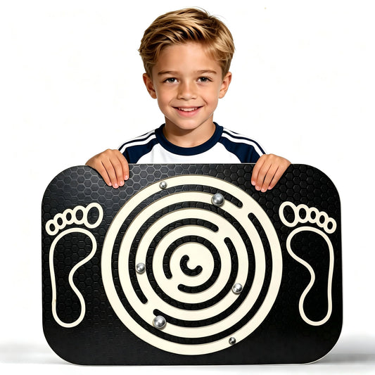 Ciyebst Balance Board Maze for Kids, 17.5-Inch Wobble Board Rocking Seesaw Sensory Training with 6 Balls, Non-Slip Pedals Indoor Outdoor for Boys Girls