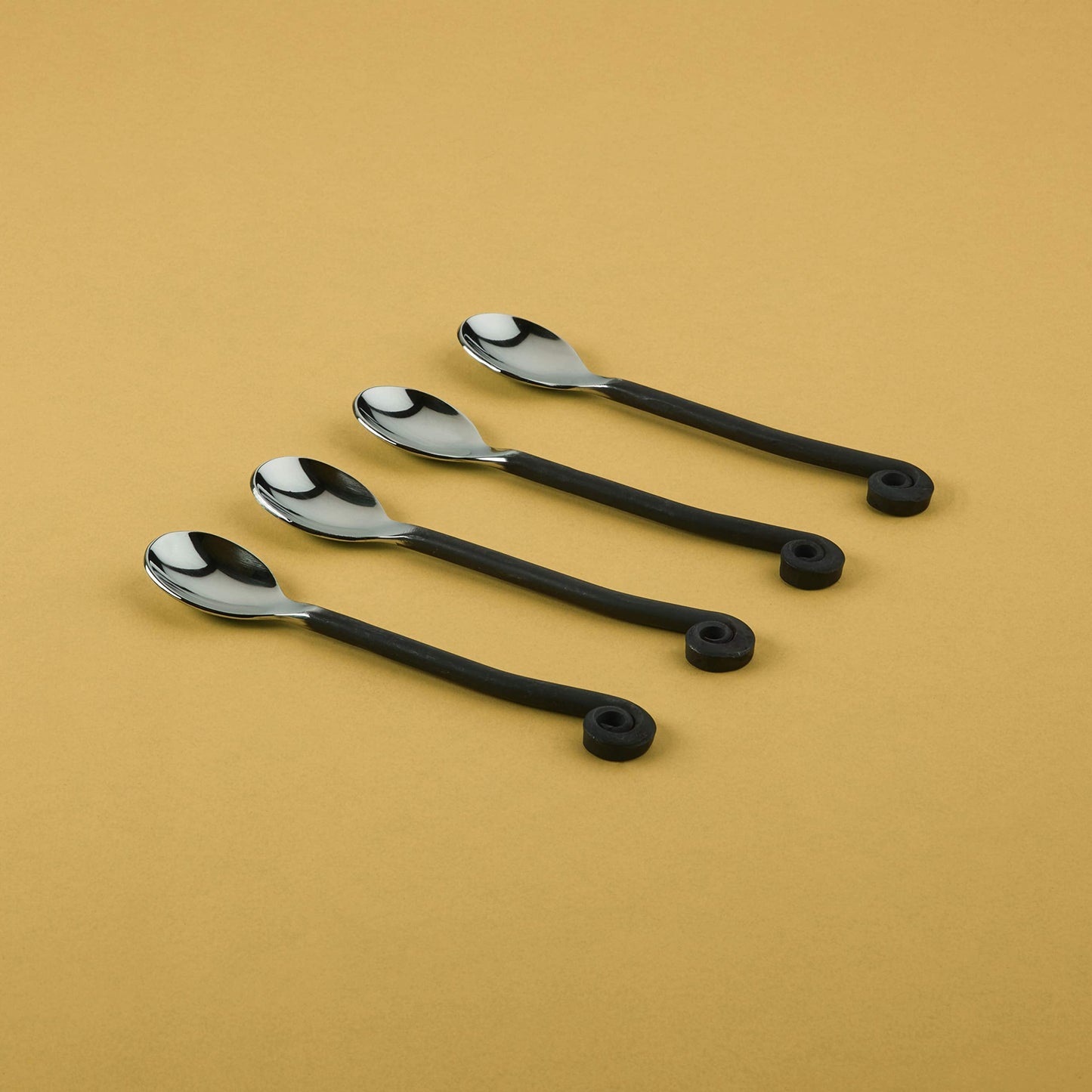 Gourmet Settings - 4-Piece Mini Spoons Set - Treble Clef Collection - Polished/Matte Small Stainless Steel Teaspoons - Demitasse Espresso Cutlery - Dishwasher Safe Flatware (34-900)