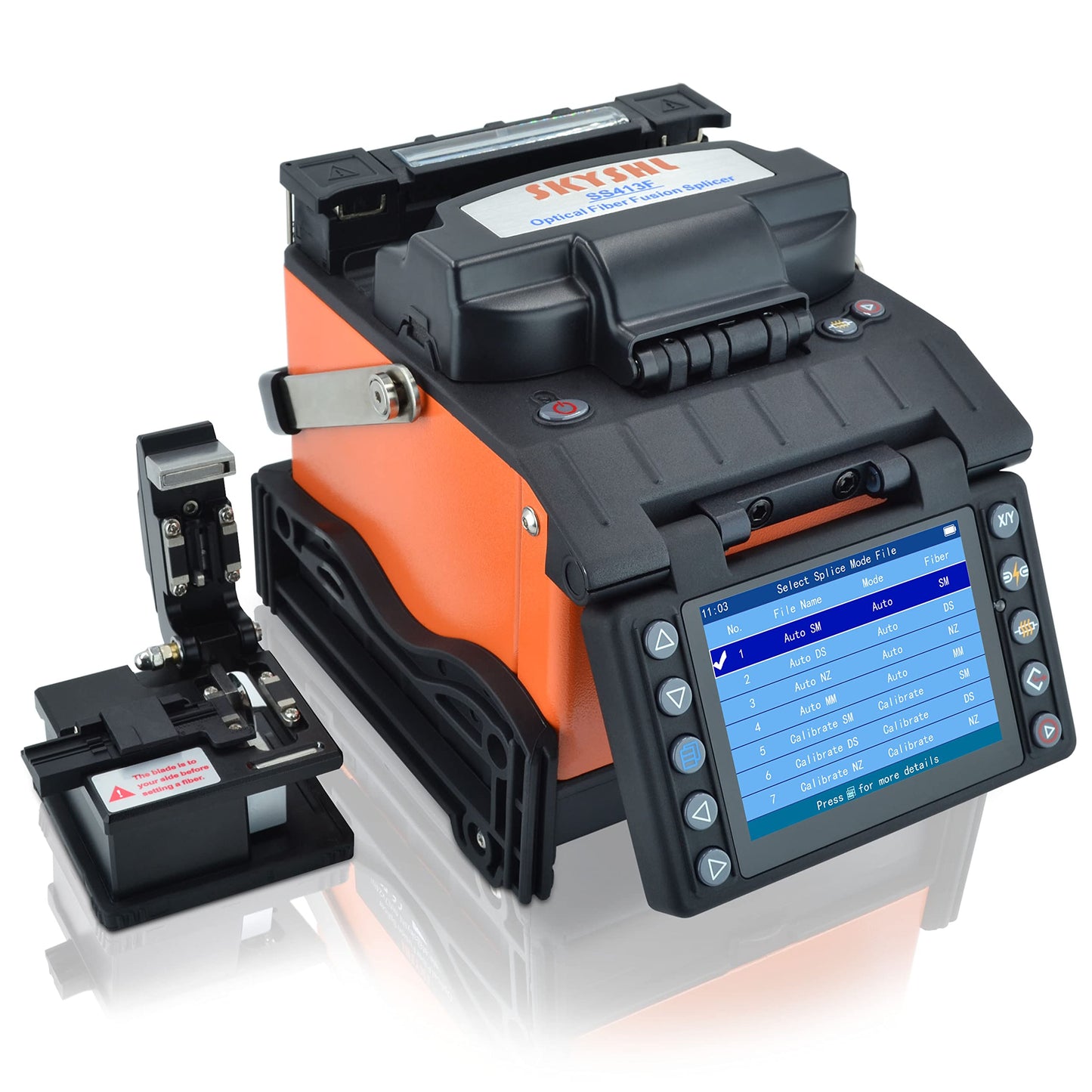 SKYSHL Fusion Splicer With 8PCS Electrodes Fiber Cleaver Tool Kit Automatic Focus SM MM DS NZDS Core Alignment Optical Fiber Splicing Welding Machine (SS413F-411)