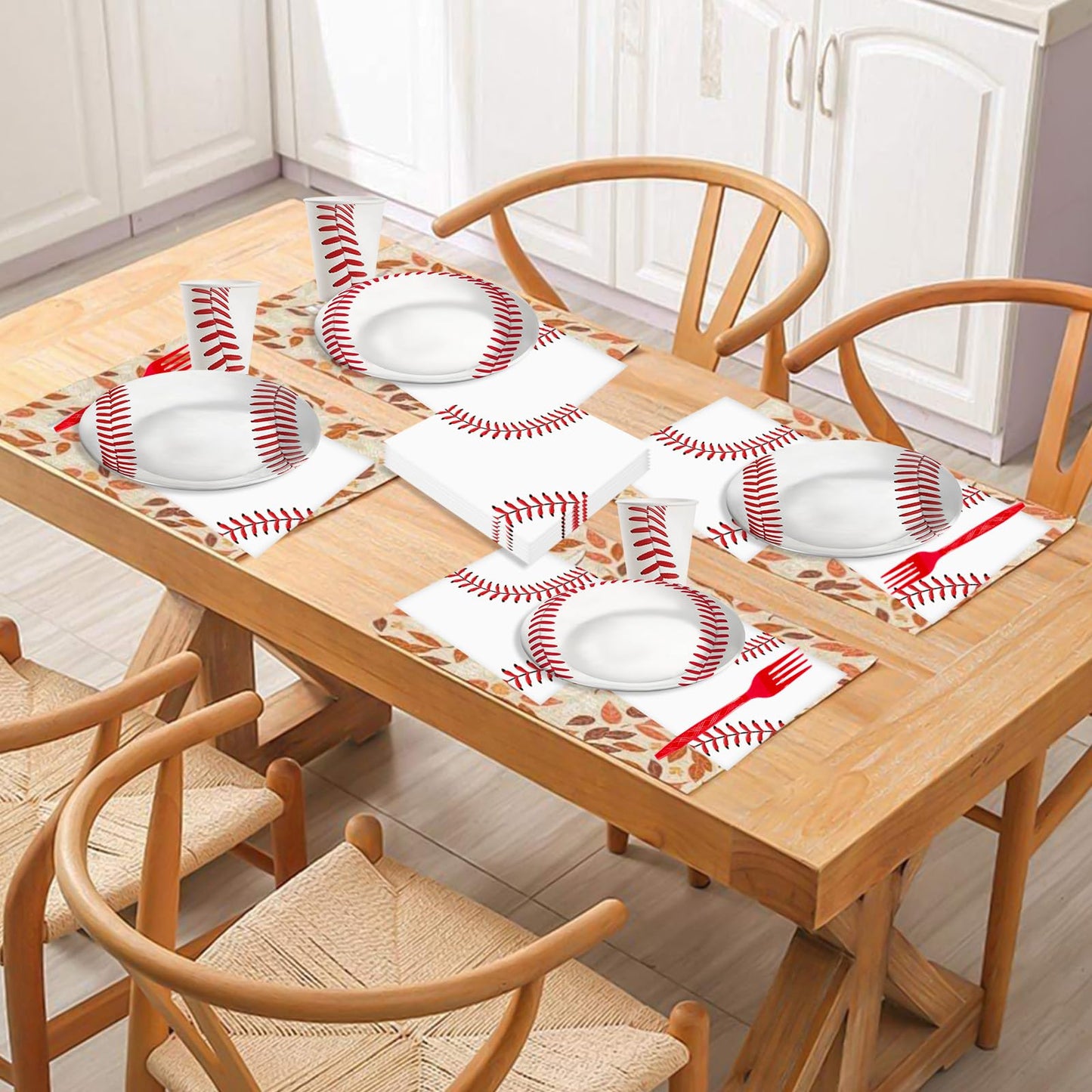 170pcs Baseball Themed Birthday Party Supplies Including Banner,Dinner Plates,Napkins,Forks Disposable Paper Tableware Set Baseball Party Decorations for Kids Serve 24 Guests