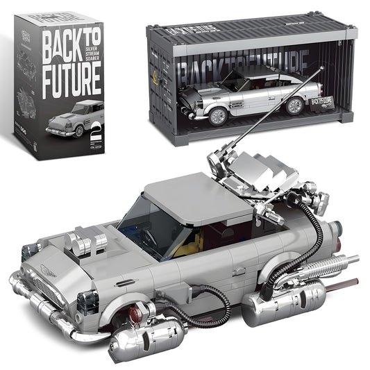 dOMOb Silver Stream Aston Martin DB5 Car Building Kit – 506 pcs Building Blocks Set w/Container Display Box – Modular Scale 1:24 Model – Bricks Toy for Kids & Adults 8+ – for Boys, Hobbyist, Collector