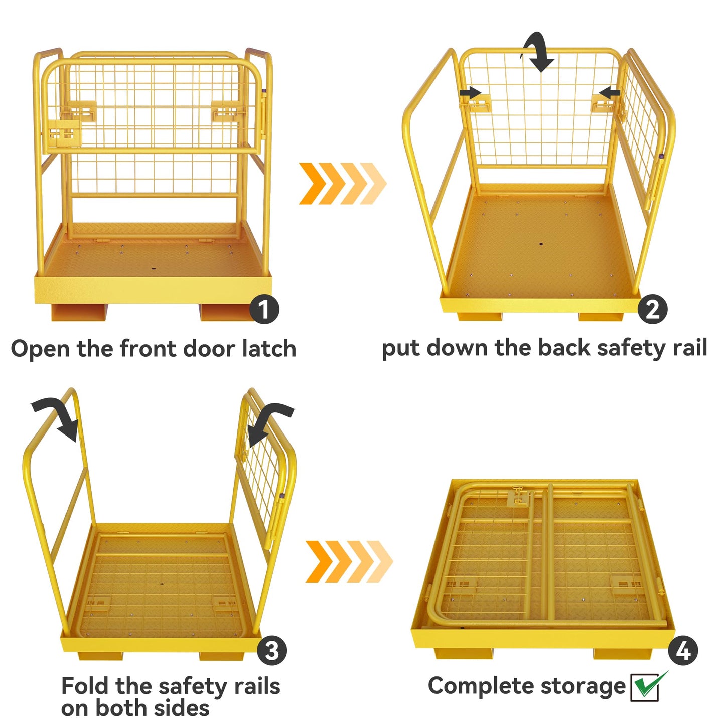 YINTATECH 36"x36" Forklift Safety Cage, 1150LBS Capacity Heavy Duty Steel Forklift Work Platform,Man Basket with 1 Safety Chains for Aerial Warehouse Maintenance