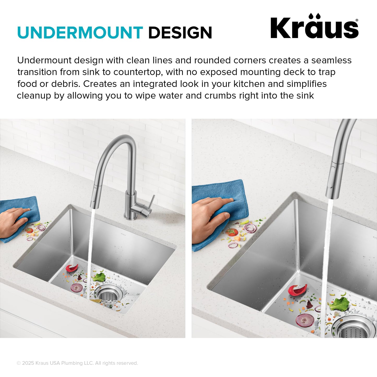 Kraus KHU101-21 Standart PRO 16 Gauge Undermount Single Bowl Set (4 Item Bundle: Sink, Bottom Grid, Drain Assembly, Kitchen Towel), 21 Inch, Stainless Steel