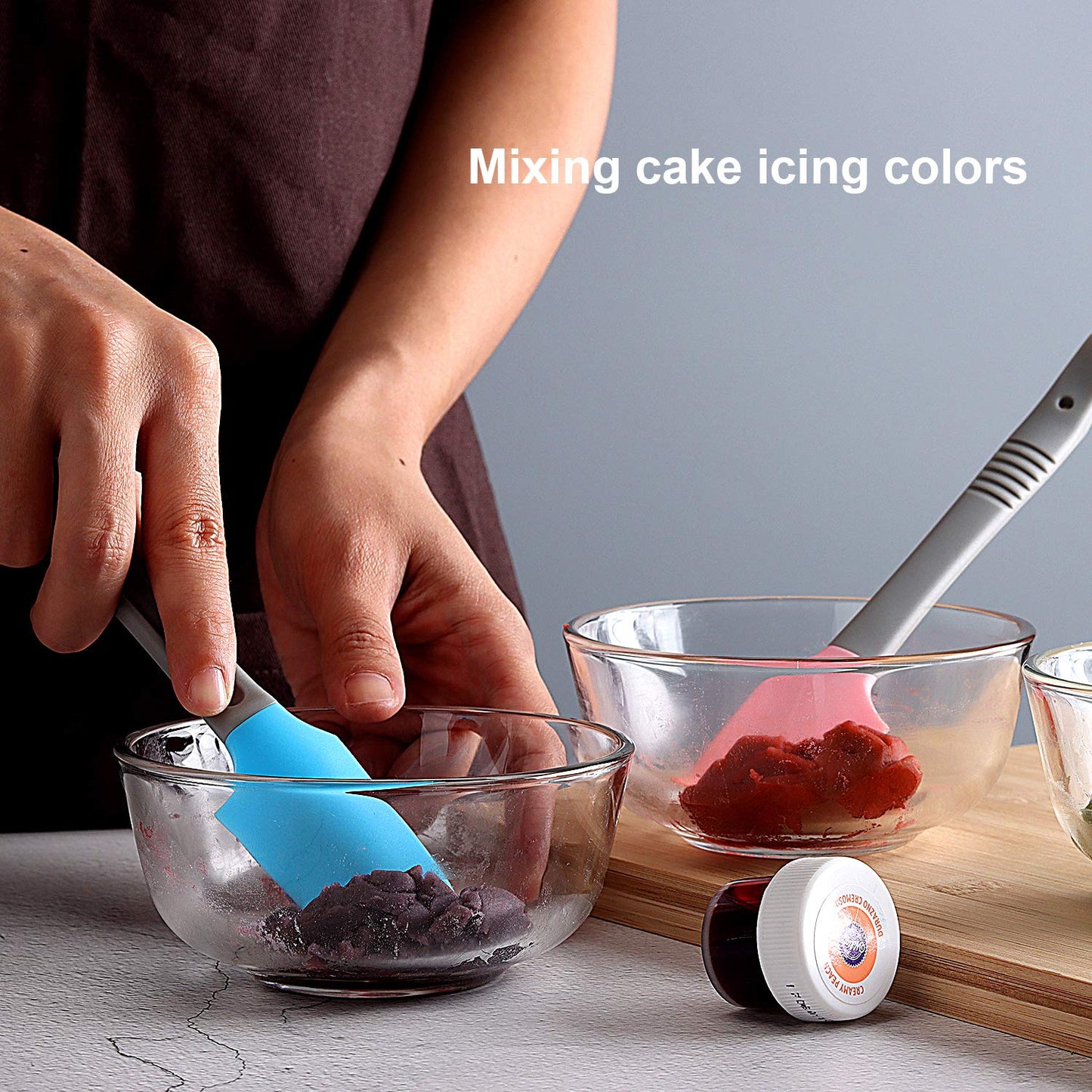 Yoku Made Silicone Mini Spatula, Curved Small Spatula, Kitchen Jar Spatula, Wet Pet Food Can Spoon, for Cooking Baking Frosting or Mixing, 6pcs