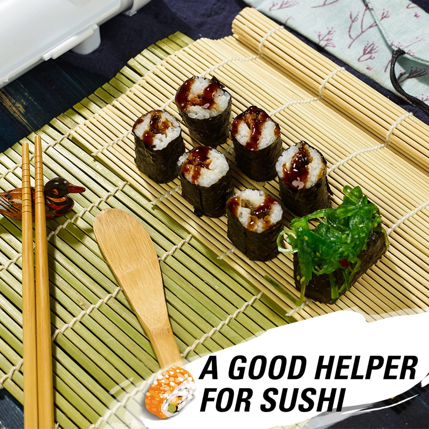 ISSEVE Sushi Making Kit Sushi Bazooka Maker with Bamboo Mats and Chopsticks, Paddle, Spreader, Sushi Knife, DIY Sushi Roller Machine
