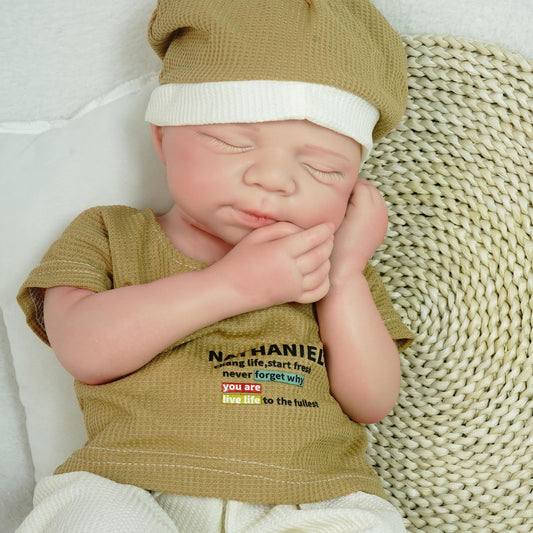MEIVCOS 18.3 in Full Silicone Reborn Baby Dolls, 1:1 Lifelike Newborn Dolls Non Vinyl Realistic Reborn Toddler Dolls Boy Washable Sleeping Doll