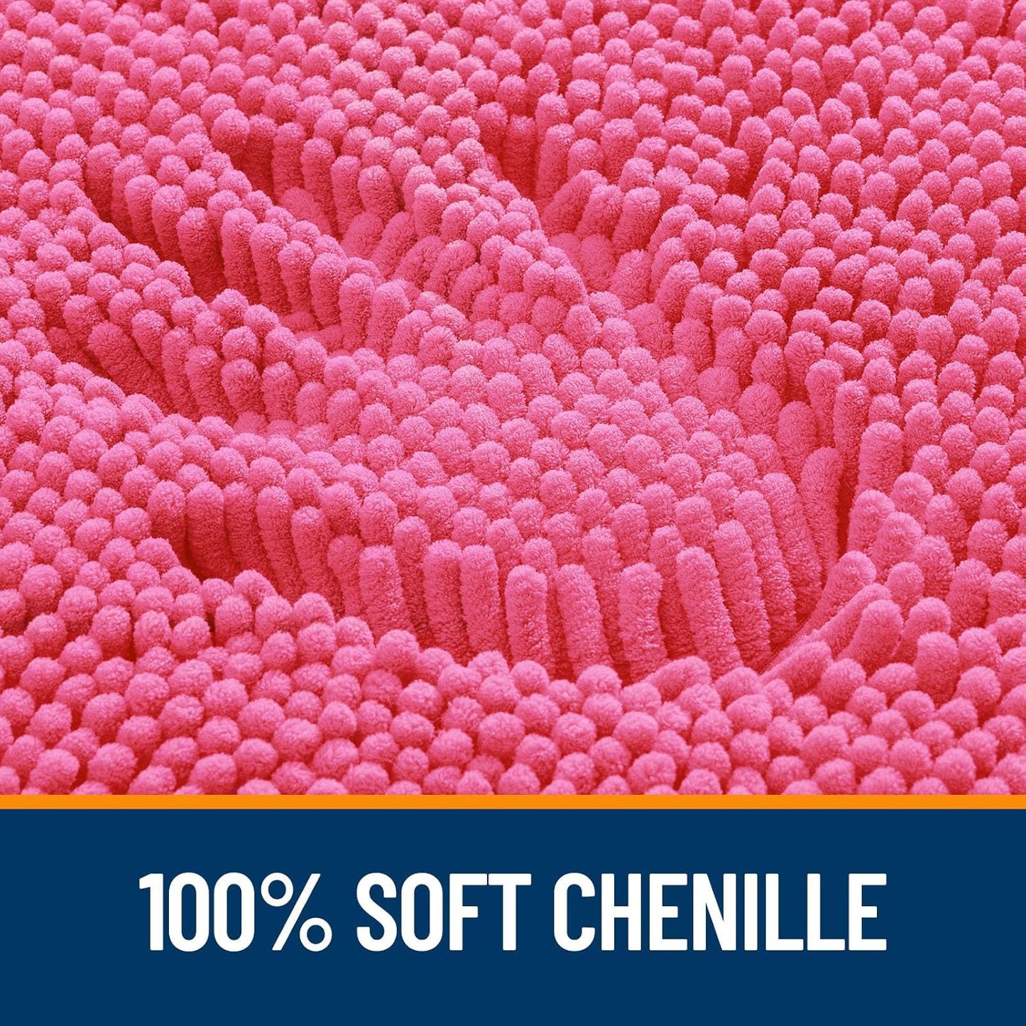 OLANLY Bathroom Runner Rugs - Soft Absorbent Chenille Bath Mats | Quick Dry, Machine Washable, 47x24, Hot Pink