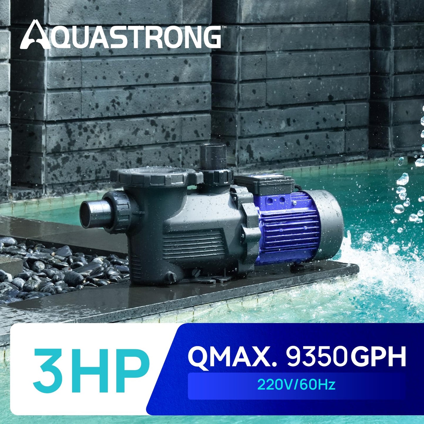 Aquastrong In/Above Ground Pool Pump High Flow Self Primming Swimming Pool Pump,Cobalt Blue
