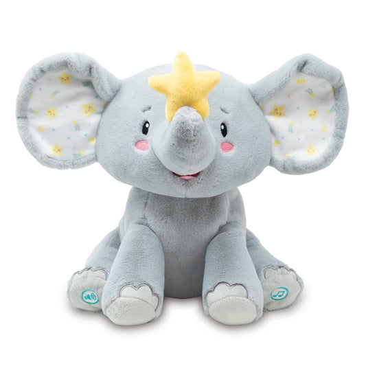 Cuddle Barn - Twinkling Starlight | Animated Musical Elephant Stuffed Animal Baby Plush Toy with Soothing Light and Volume Control Plays 15 Minutes of Lullabies, 11 inches