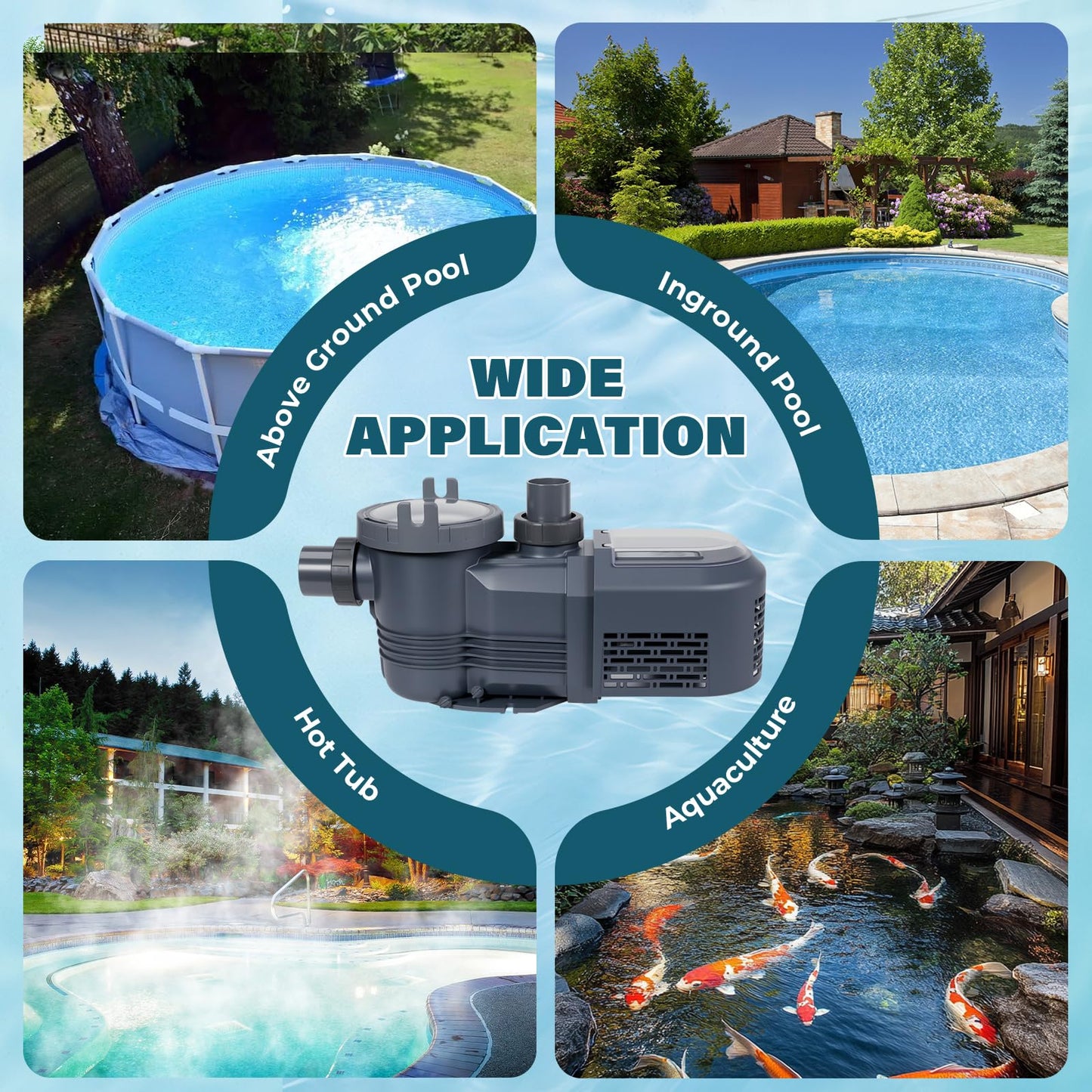 Anbull Variable Speed Pool Pump, 1.8 HP, 220V, 9114GPH, Above/Inground Pool Pump, Energy Efficient, High Flow, Powerful Self Primming Swimming Pool Pumps with Filter Basket