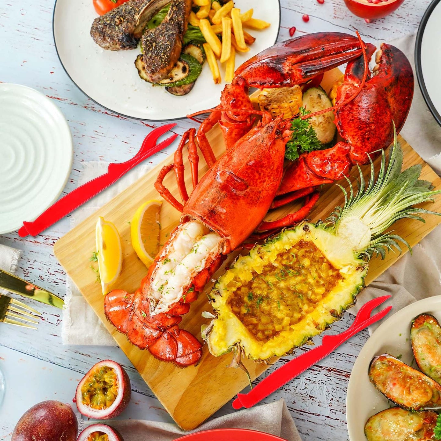50 Pcs Seafood Tools Bulk, Crab Tools Set, Easy Opener Prawns Shellfish Picks Knife, Crab Legs Crackers Tool for Lobster, Crabs, Crawfish, Prawns, Shrimp