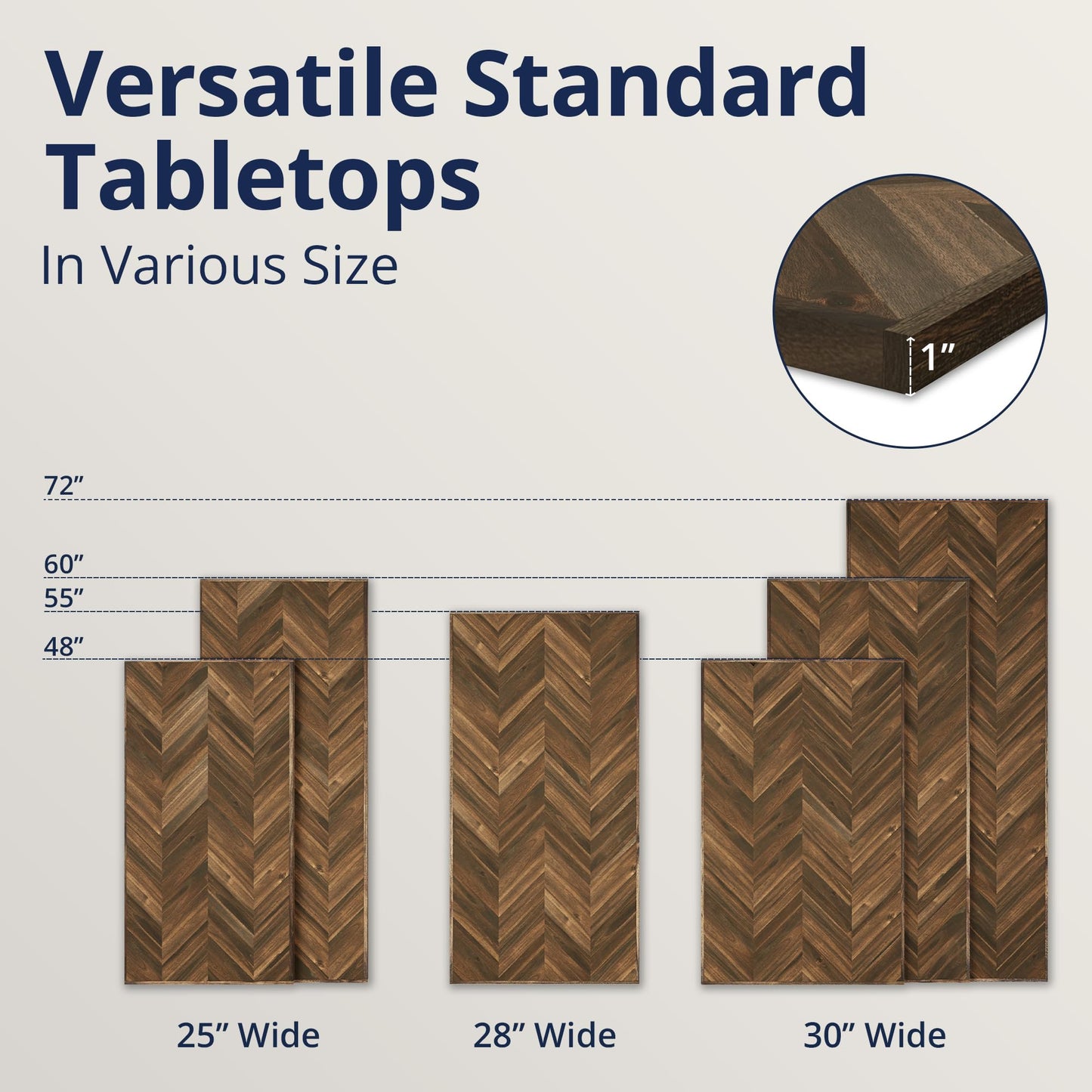 Howizz 72x30 in Solid Wood Table Top - 1in Thick Butcher Block Countertop for Standing Desk, Office Table, Workbench, DIY Furniture Projects, Dark Walnut Chevron