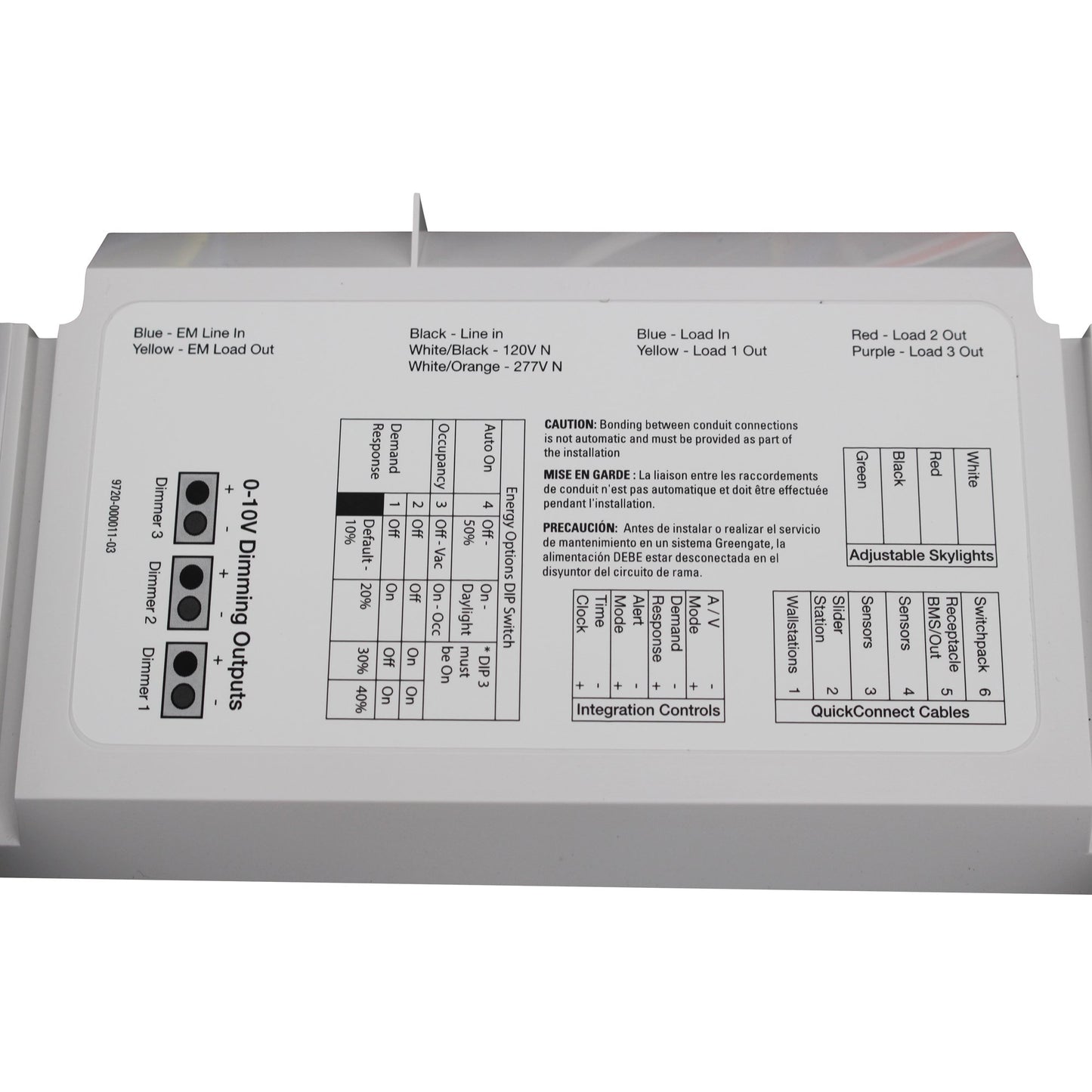 Cooper GreenGate RC3DE-PL Room Controller Panel, 3 Relay, 3 Dimmer, Emergency Control