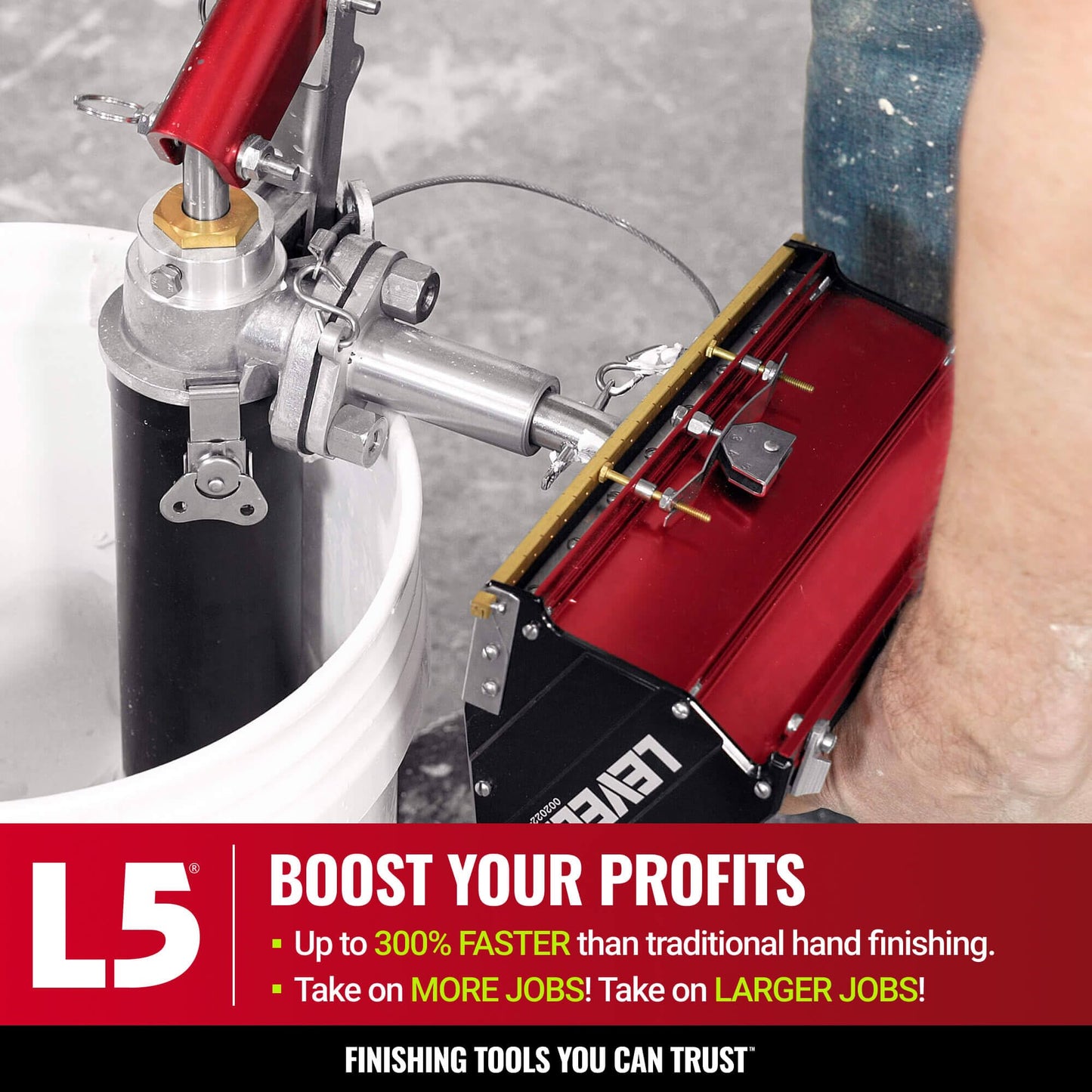 LEVEL5 Automatic Drywall Taping and Finishing Tool Set | 4-600 | Automatic Taper, 10”/12" Flat Boxes, 3” Angle Head, 7” Corner Applicator Box, Corner Roller, Standard Handles, Pump, Gooseneck