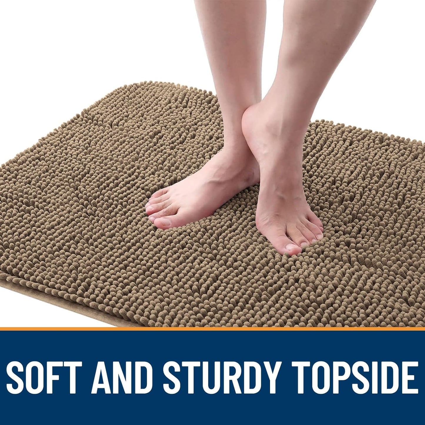 OLANLY Dog Door Mat - Absorbent Non-Slip Chenille Mat for Muddy Paws | 34x21, Quick Dry, Tan