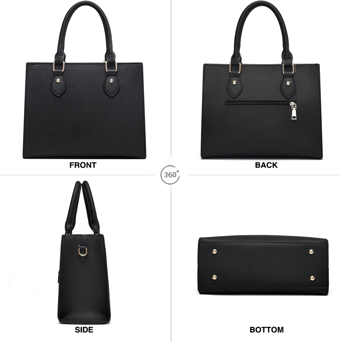 CHICAROUSAL Crossbody Purses and Handbags for Women PU Leather Tote Top Handle Satchel Shoulder Bags (1 LiZ Black)
