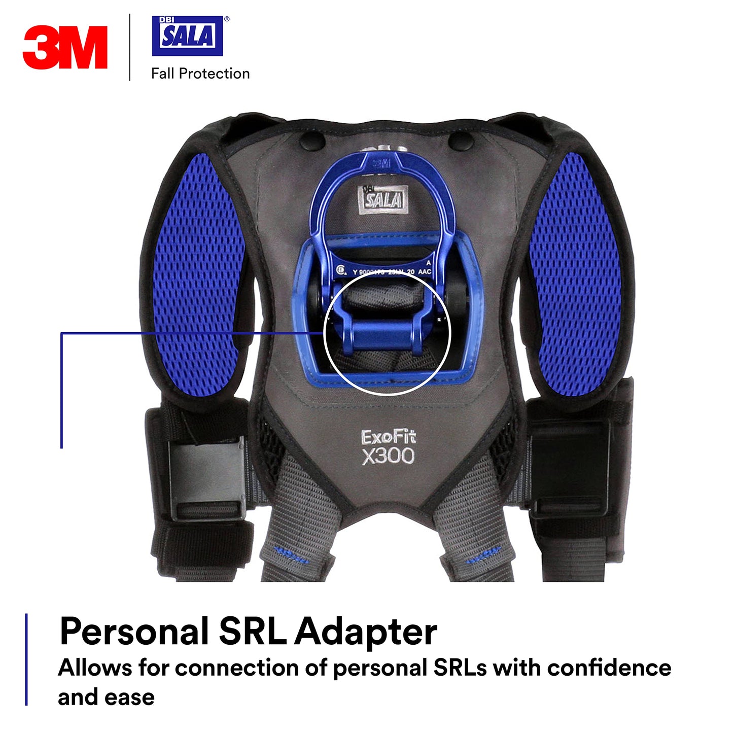 3M 1113004 DBI-SALA ExoFit X300 Comfort Vest Safety Harness Fall Protection, OSHA, ANSI, General Industry, Aluminum Back D-Ring, Auto-Locking Quick Connect Leg and Chest Straps, Medium