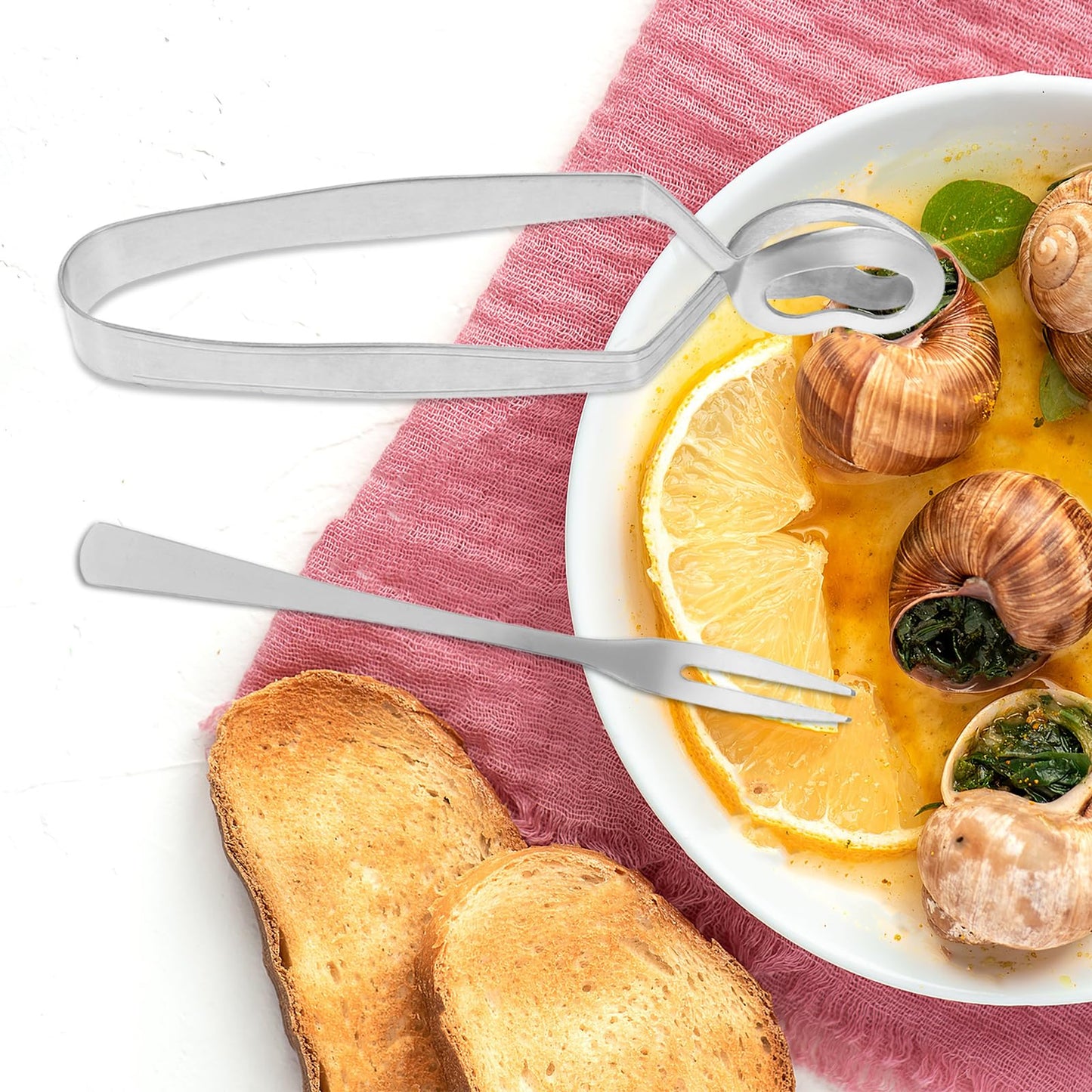 Luxshiny 6Pcs Stainless Steel Snail Cutlery Set - Escargot Tongs and Forks for Perfect Dinner Experience Ideal for Snails Seafood and Small Foods