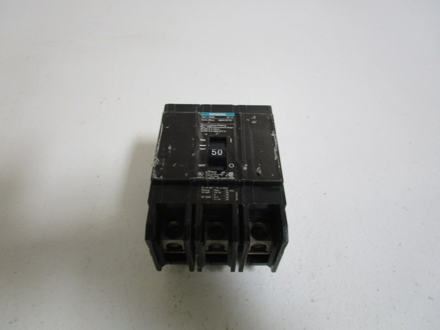 SIEMENS BQD350 50-Amp Three Pole 480Y/277V AC 14KAIC Bolt in Breaker, COLOR