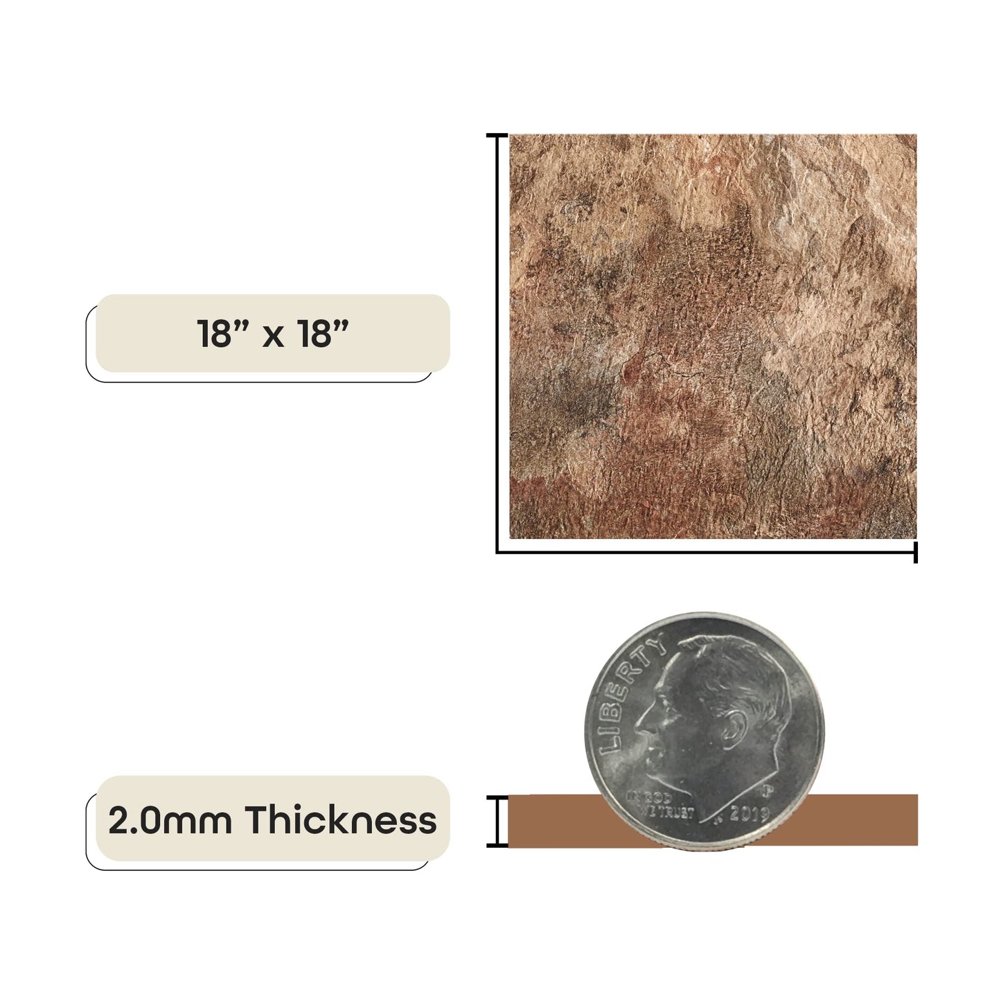 Majestic Self Adhesive 18-Inch Square Vinyl Floor Tiles, 10 Tiles - 18" x 18", Rustic Copper Slate Pattern - Peel & Stick, DIY Flooring for Kitchen, Dining Room & Bathrooms by Achim Home Decor